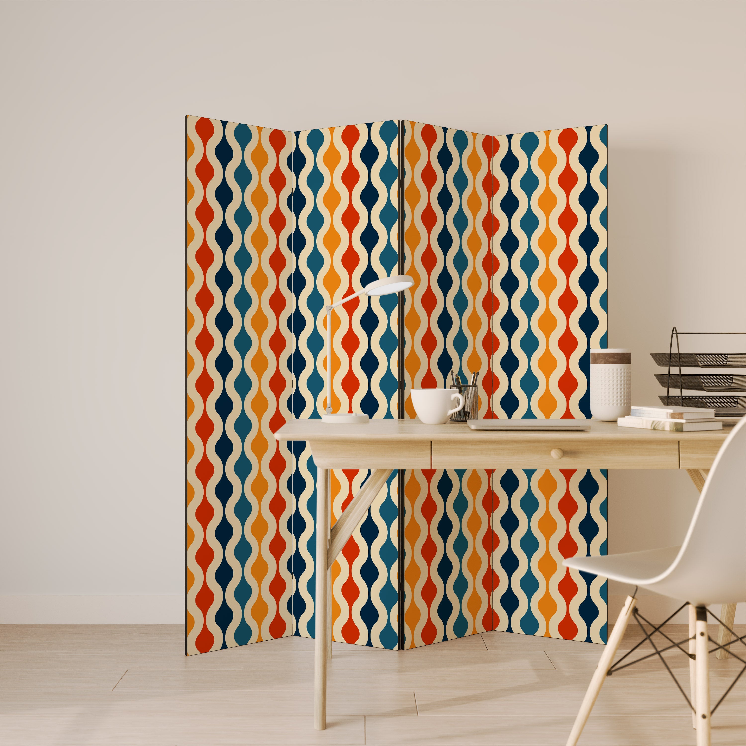 COLORFUL NOSTALGIA Decorative 4-Panel Room Divider