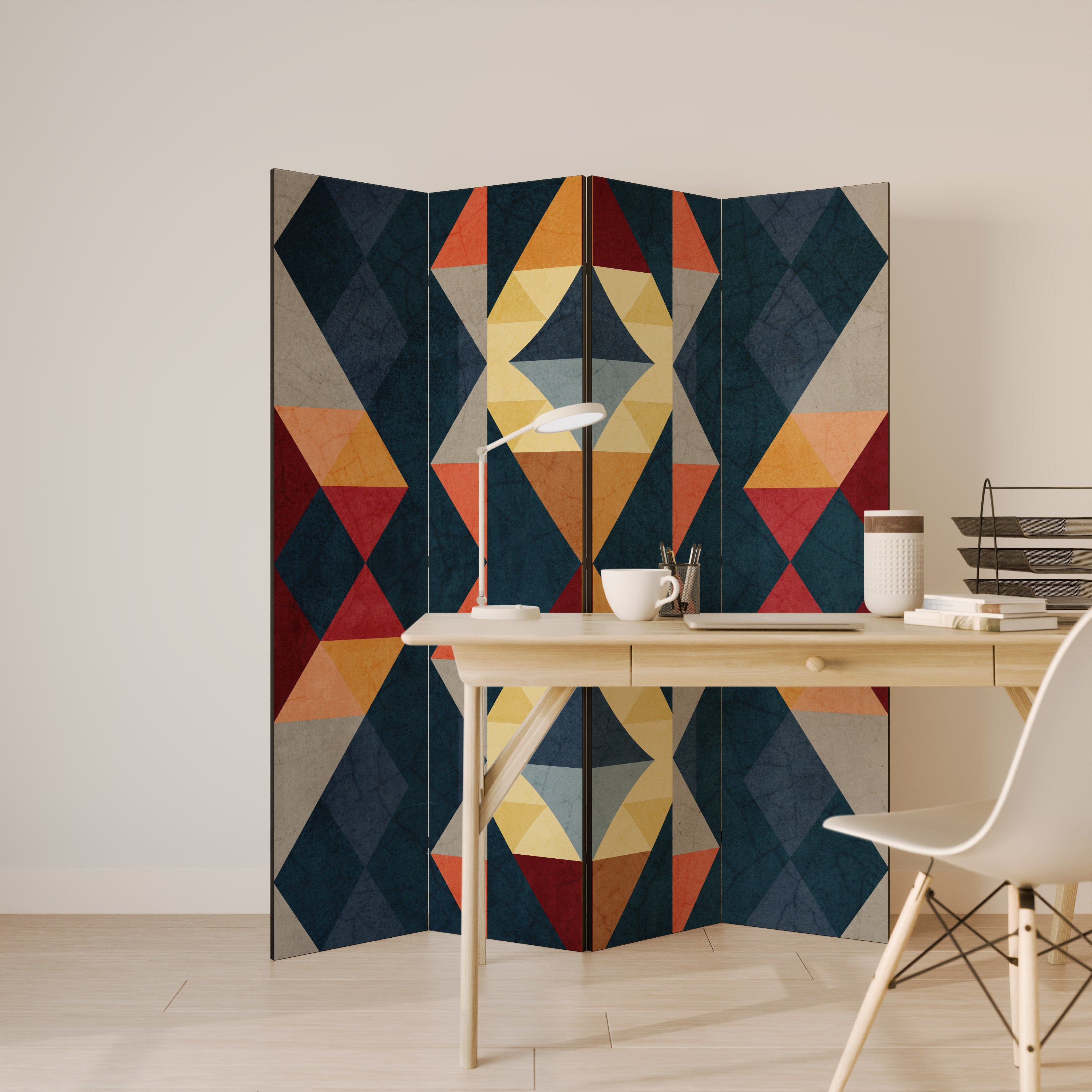 CRACKED ILLUSION Decorative 4-Panel Room Divider