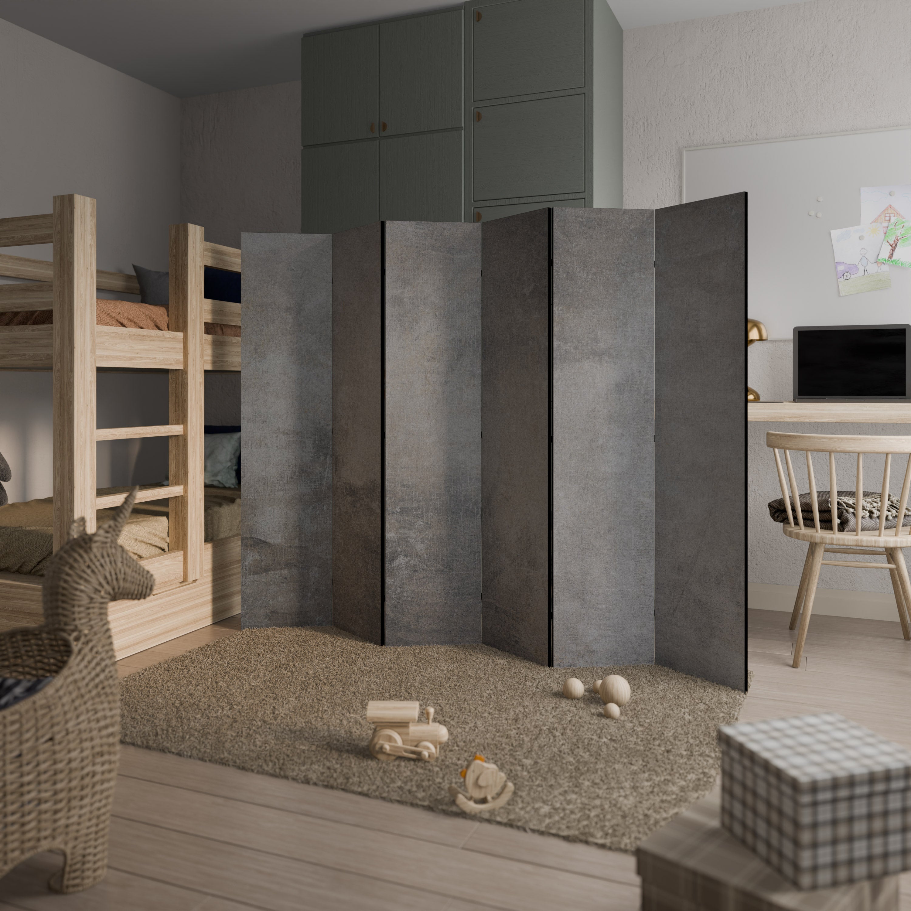 Biombo decorativo de 6 paneles CONCRETE WALL