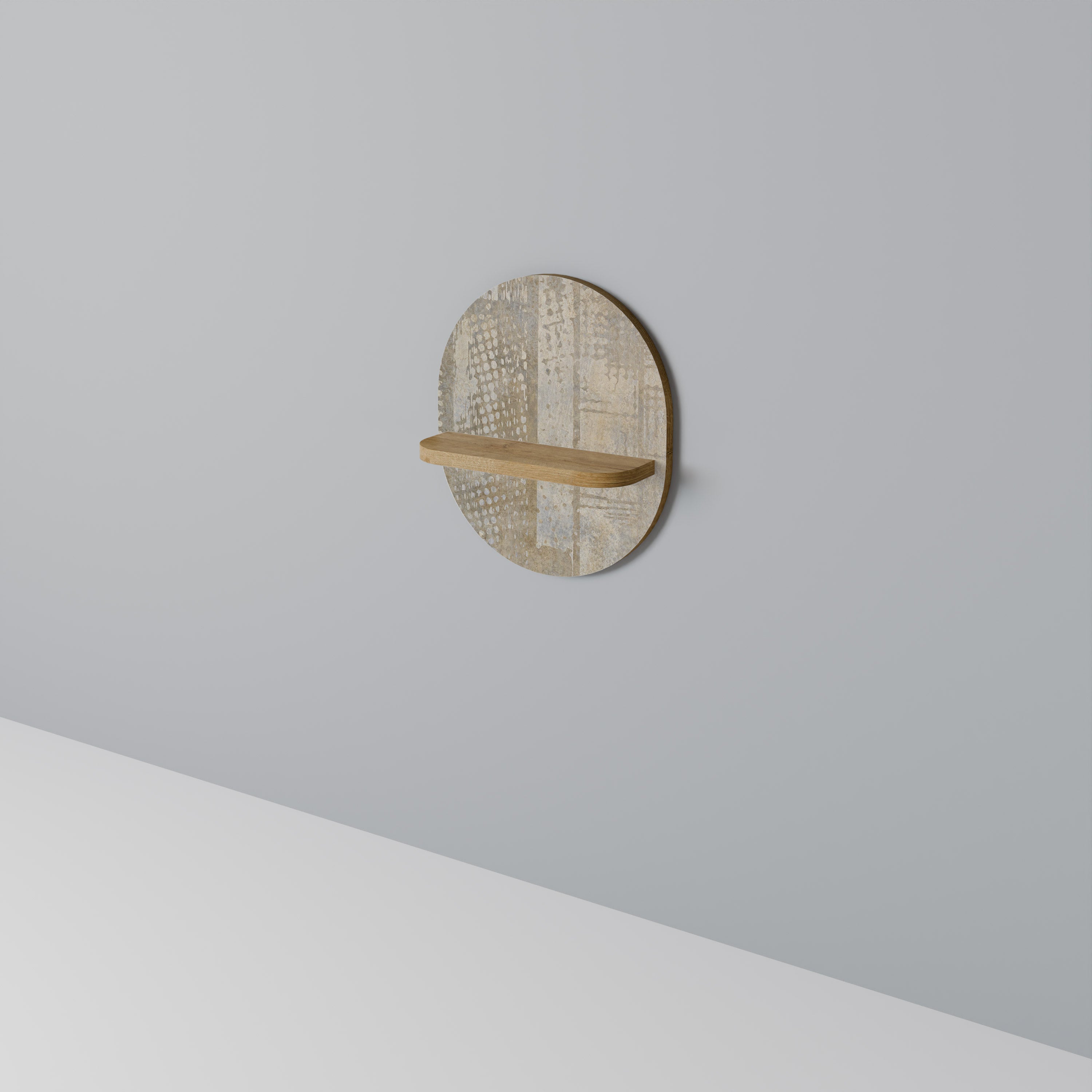 ERROR DE PANTALLA Estantería de arte ovalada con efecto roble