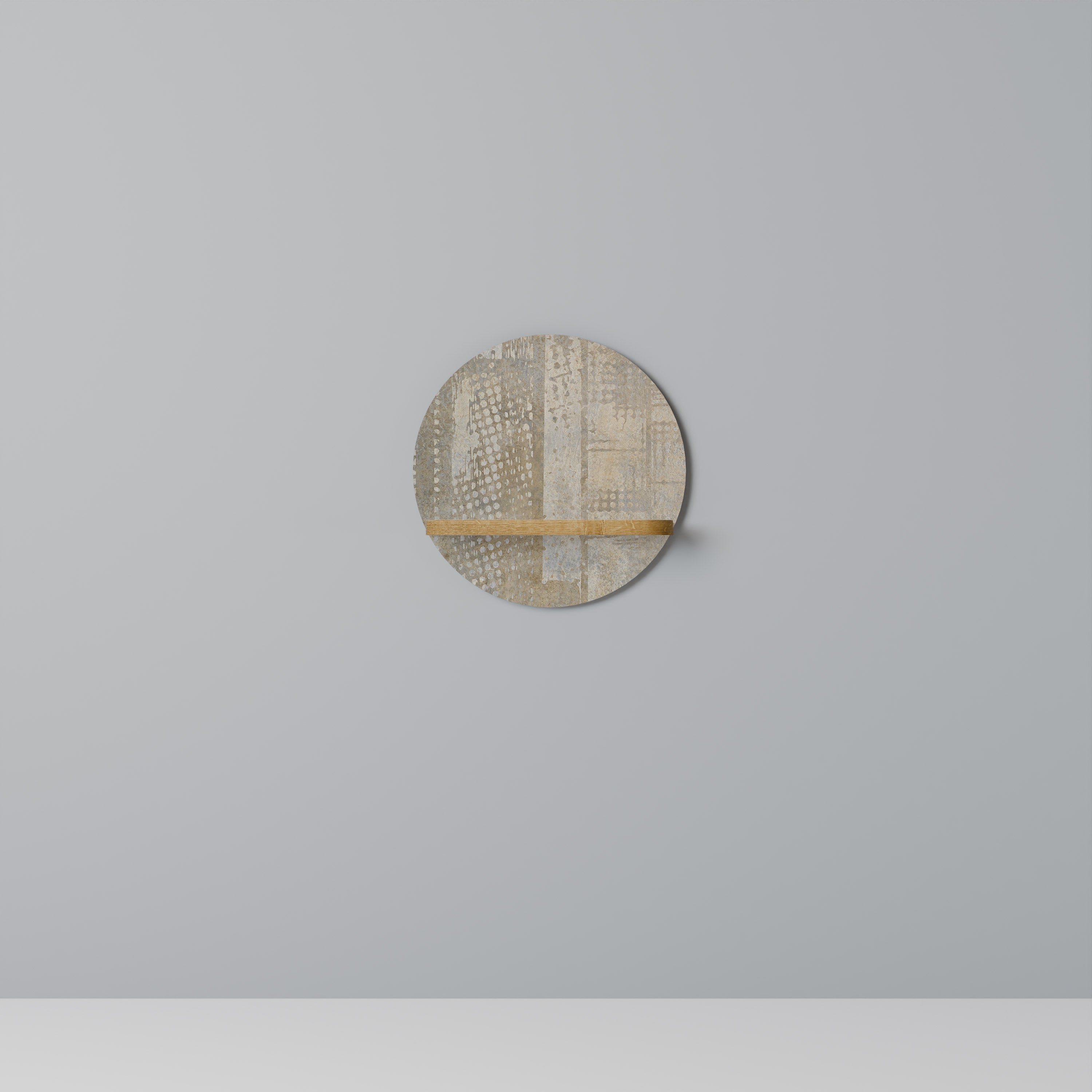 ERROR DE PANTALLA Estantería de arte redonda con efecto roble