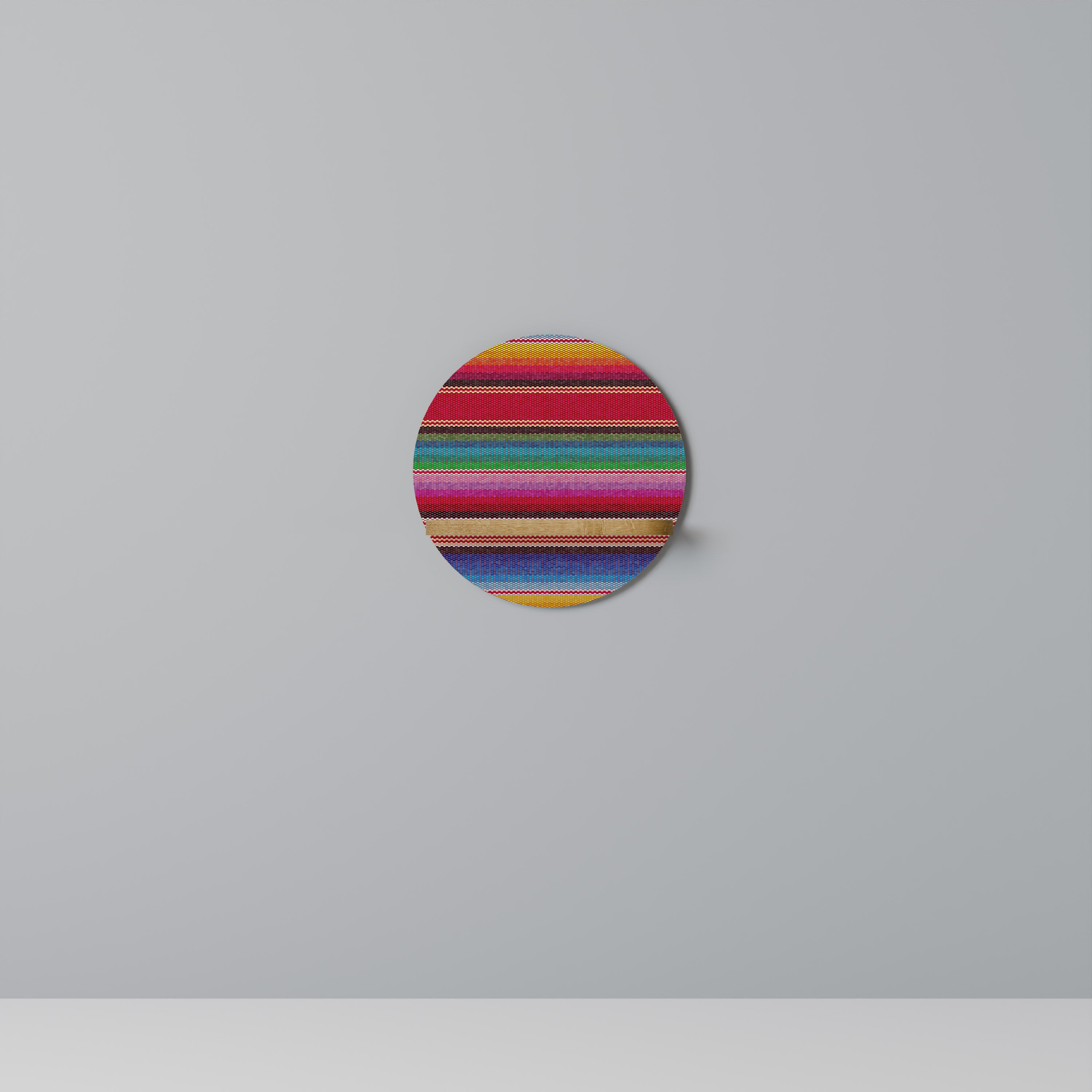 Estantería de arte redonda estilo étnico mexicano con efecto roble