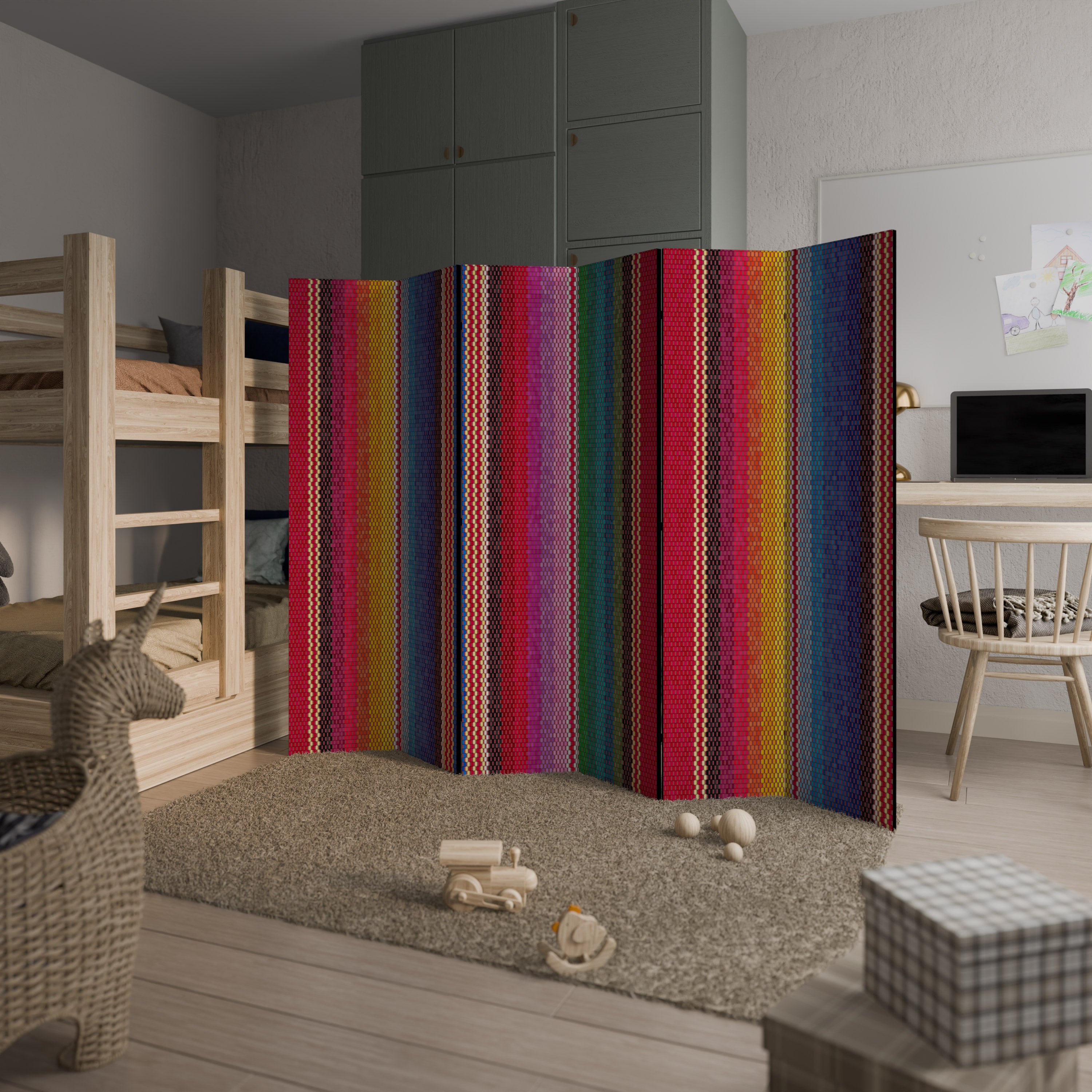 Biombo decorativo de 6 paneles estilo étnico mexicano