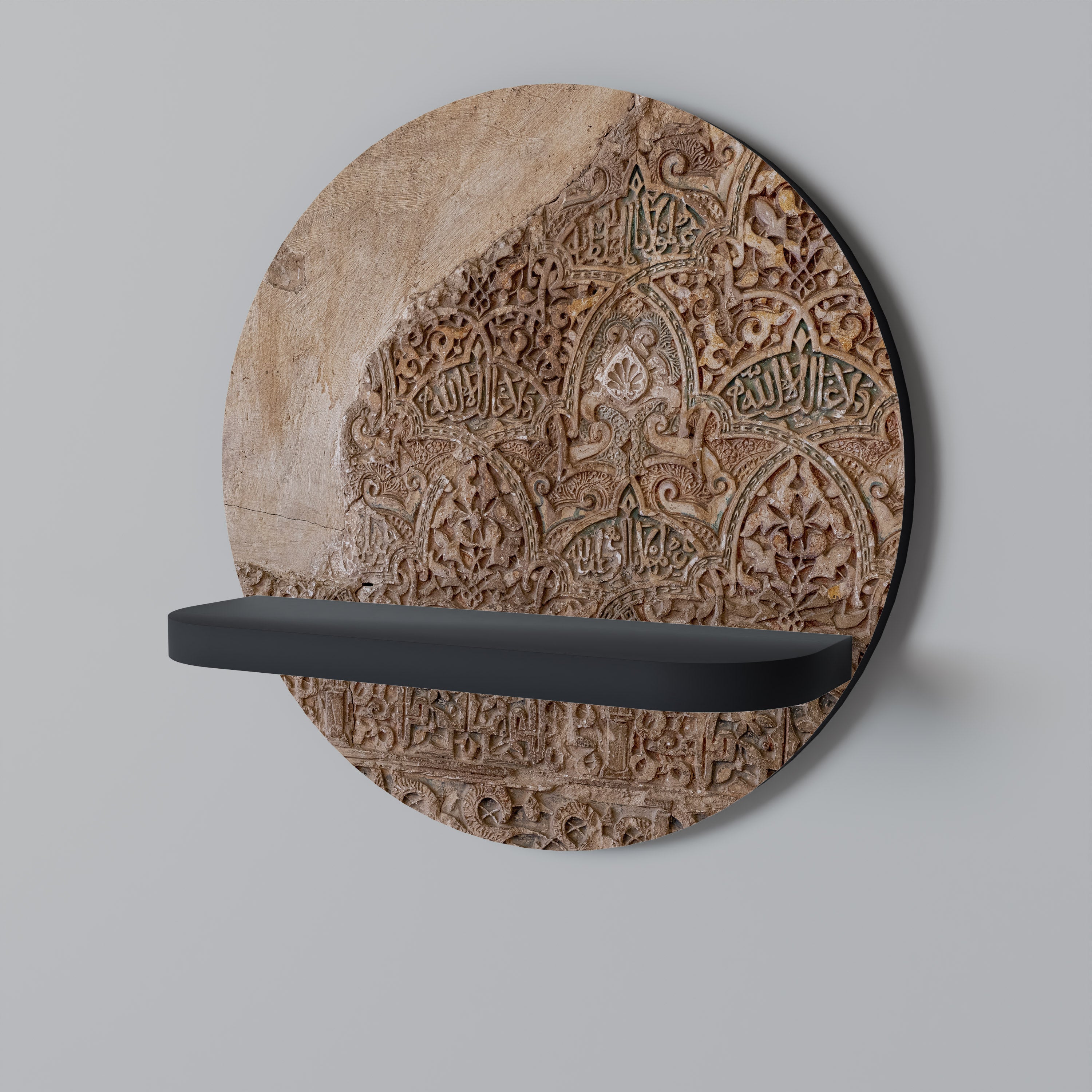 Estantería de arte redonda ARABESQUE WHISPERS con acabado negro