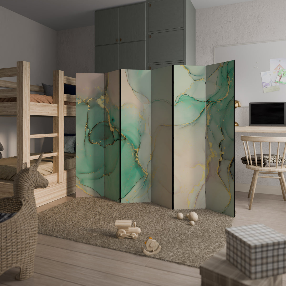 MARBLEIZED MYSTIQUE Biombo de 6 paneles