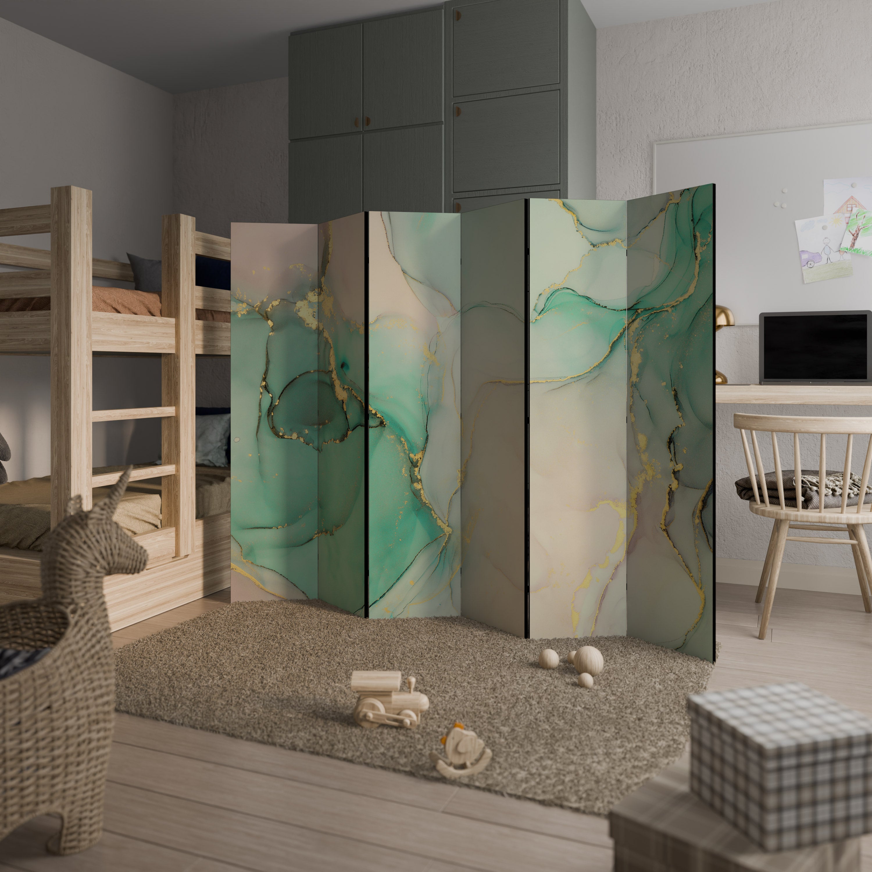 Biombo decorativo de 6 paneles MÍSTICA MARMOLADA