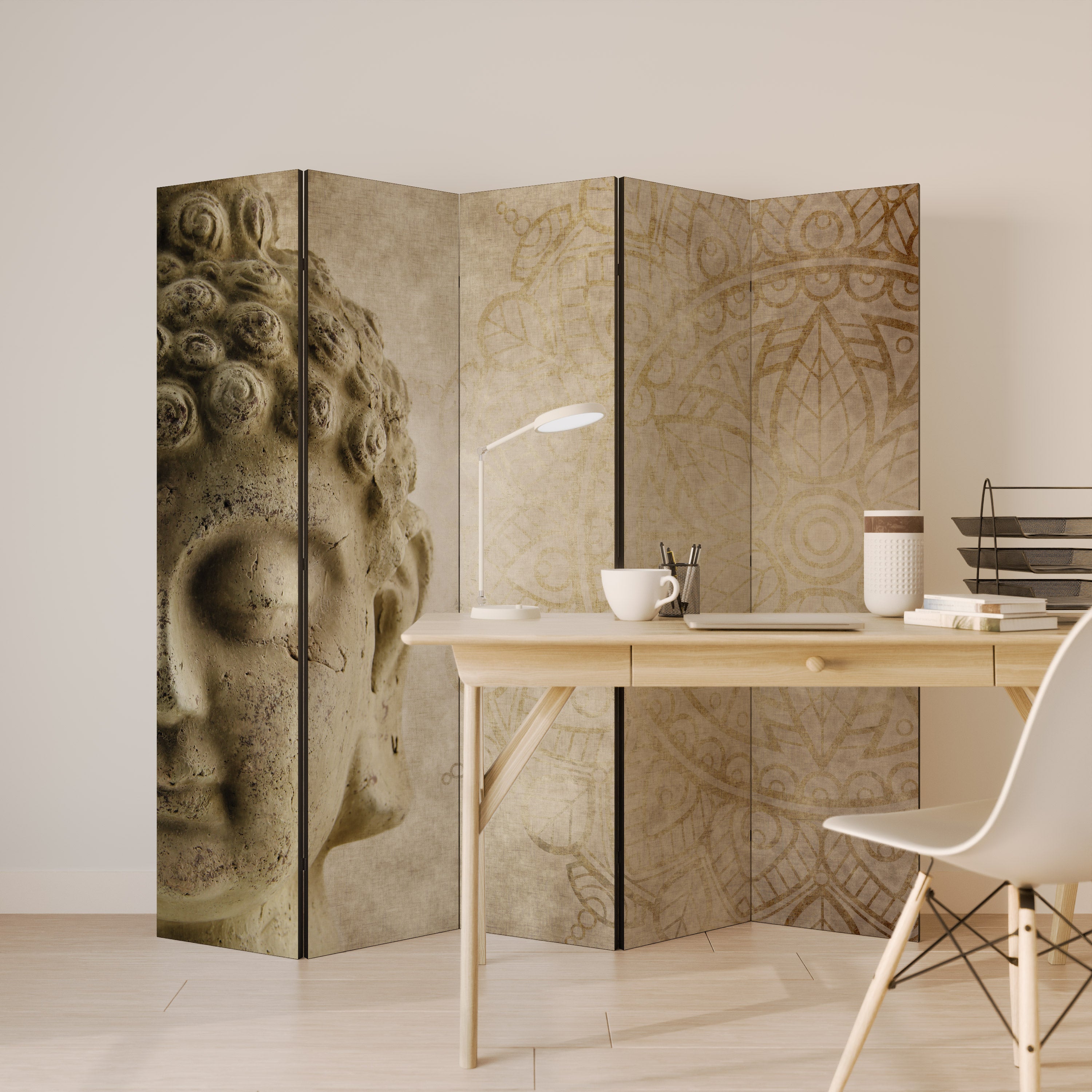 Biombo decorativo de 5 paneles ESCENA DE MEDITACIÓN MÍSTICA
