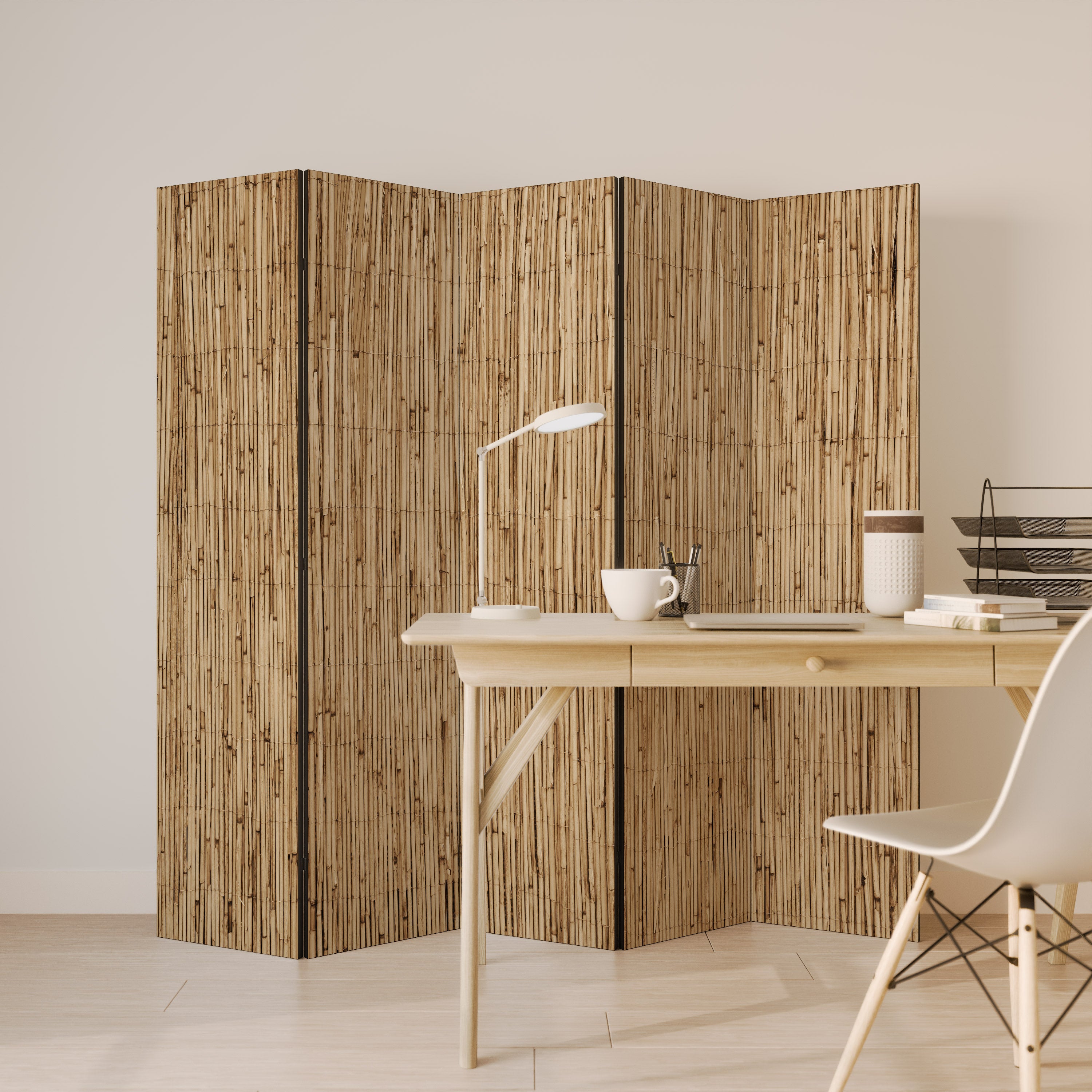 Biombo decorativo de 5 paneles STRAW BOUND DELIGHT