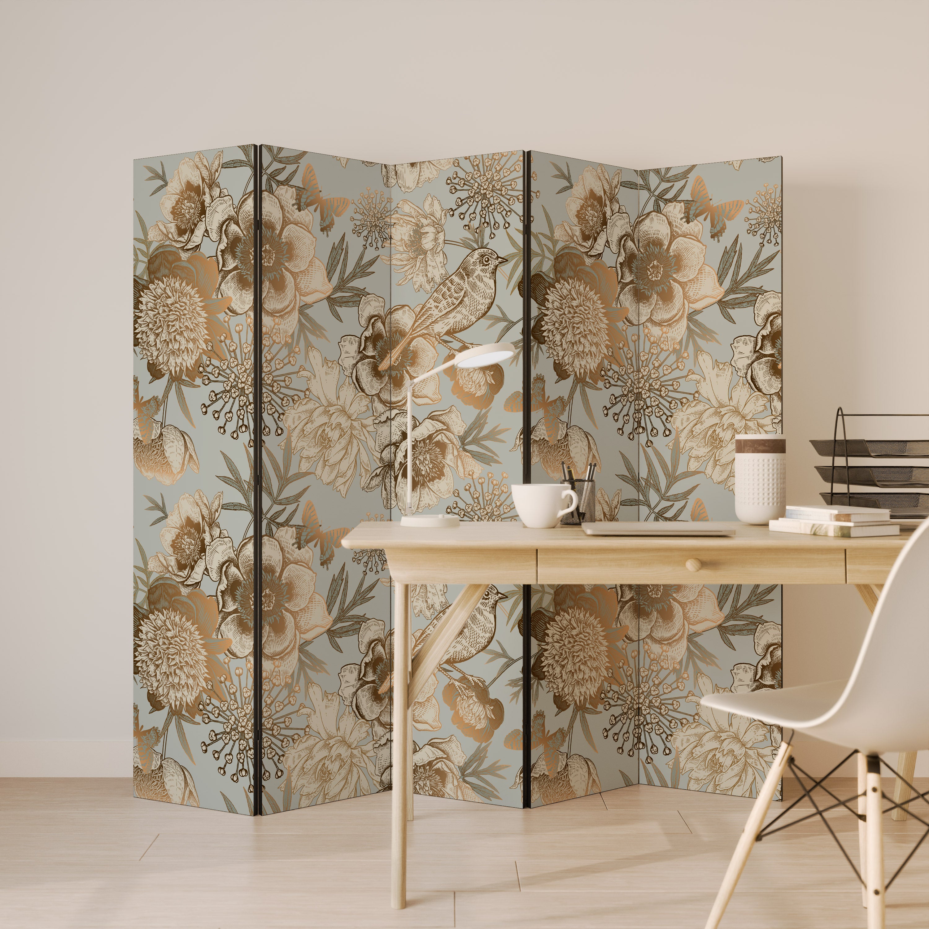 Biombo decorativo de 5 paneles SUCULENT WHIMSY