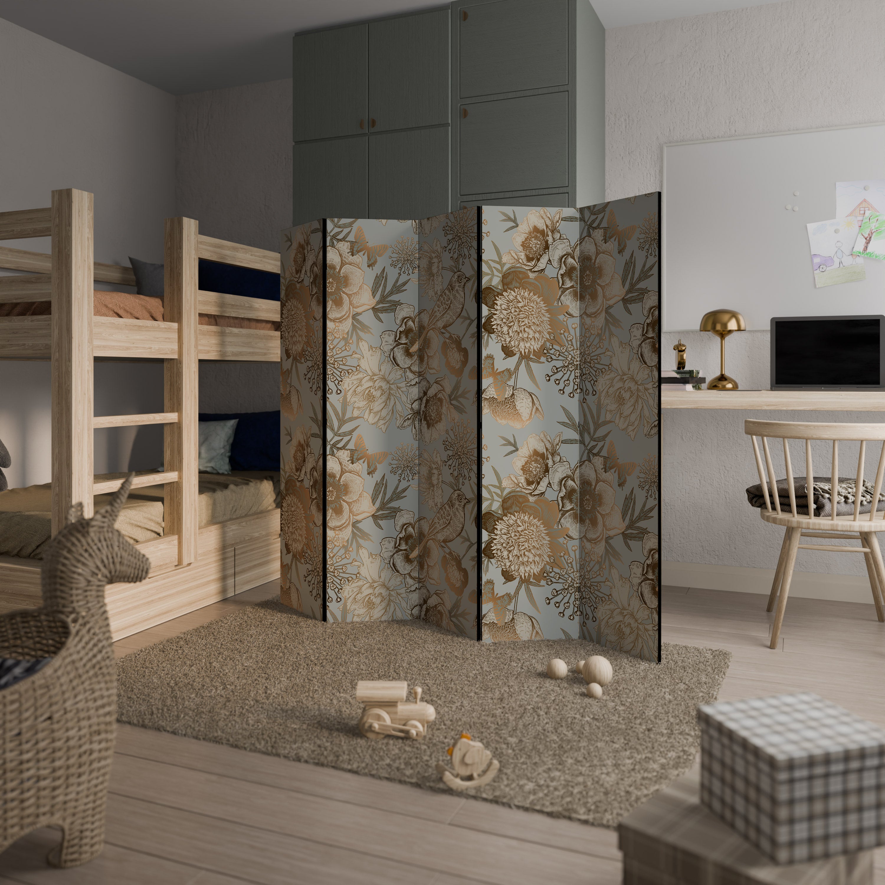 Biombo decorativo de 5 paneles SUCULENT WHIMSY