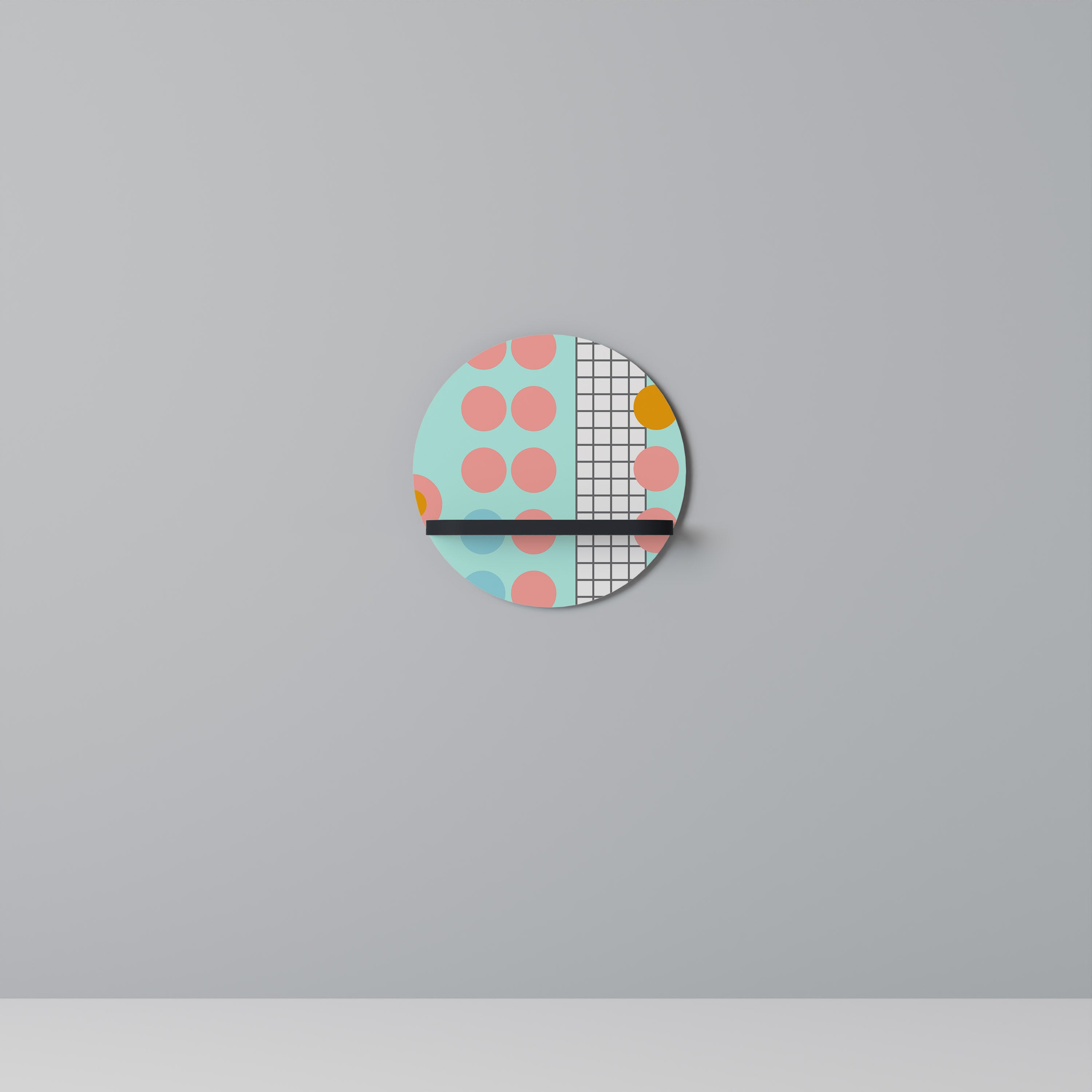 Estantería de arte redonda RETRO GRID con acabado negro