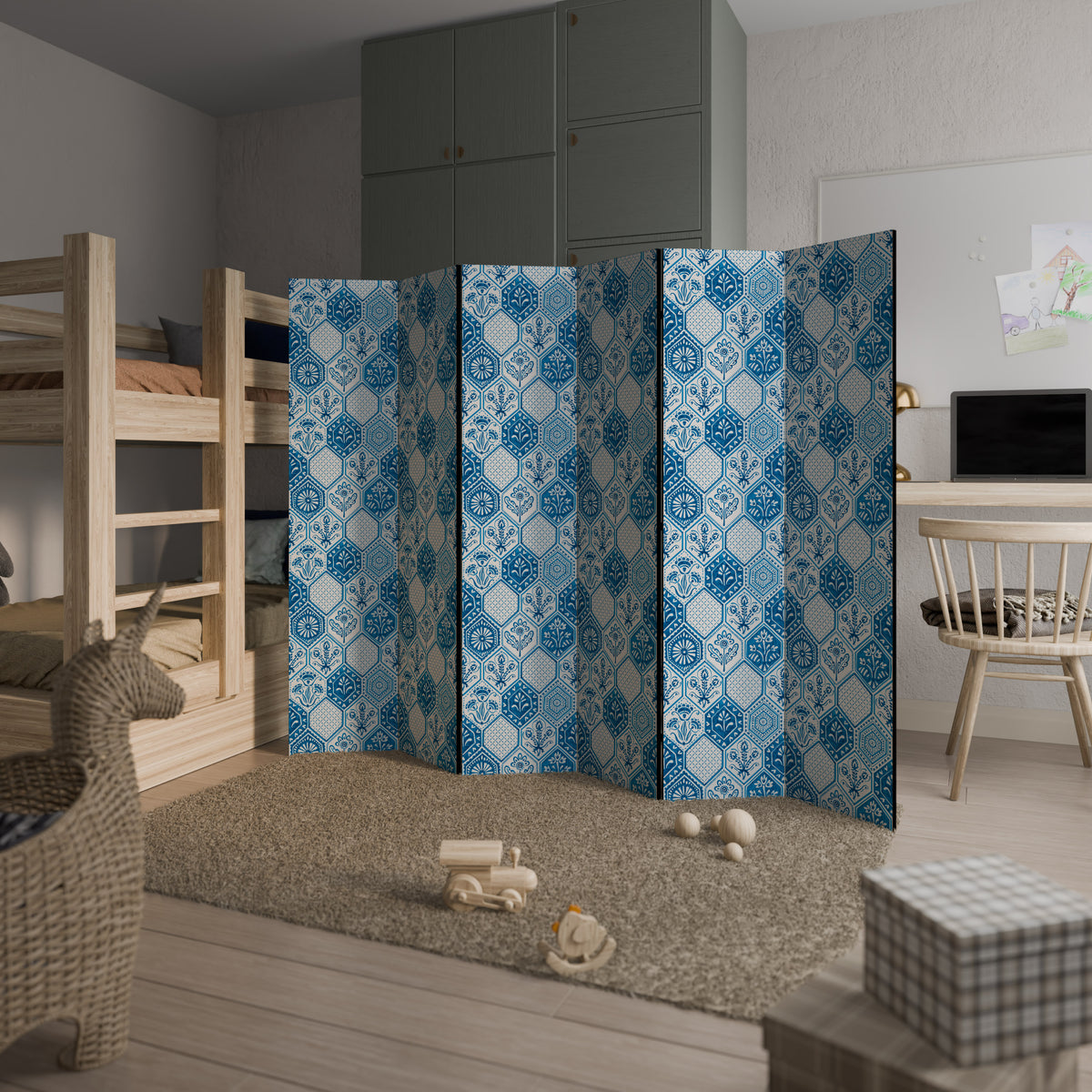 AQUATIC HEXAGON DREAM Biombo de 6 paneles