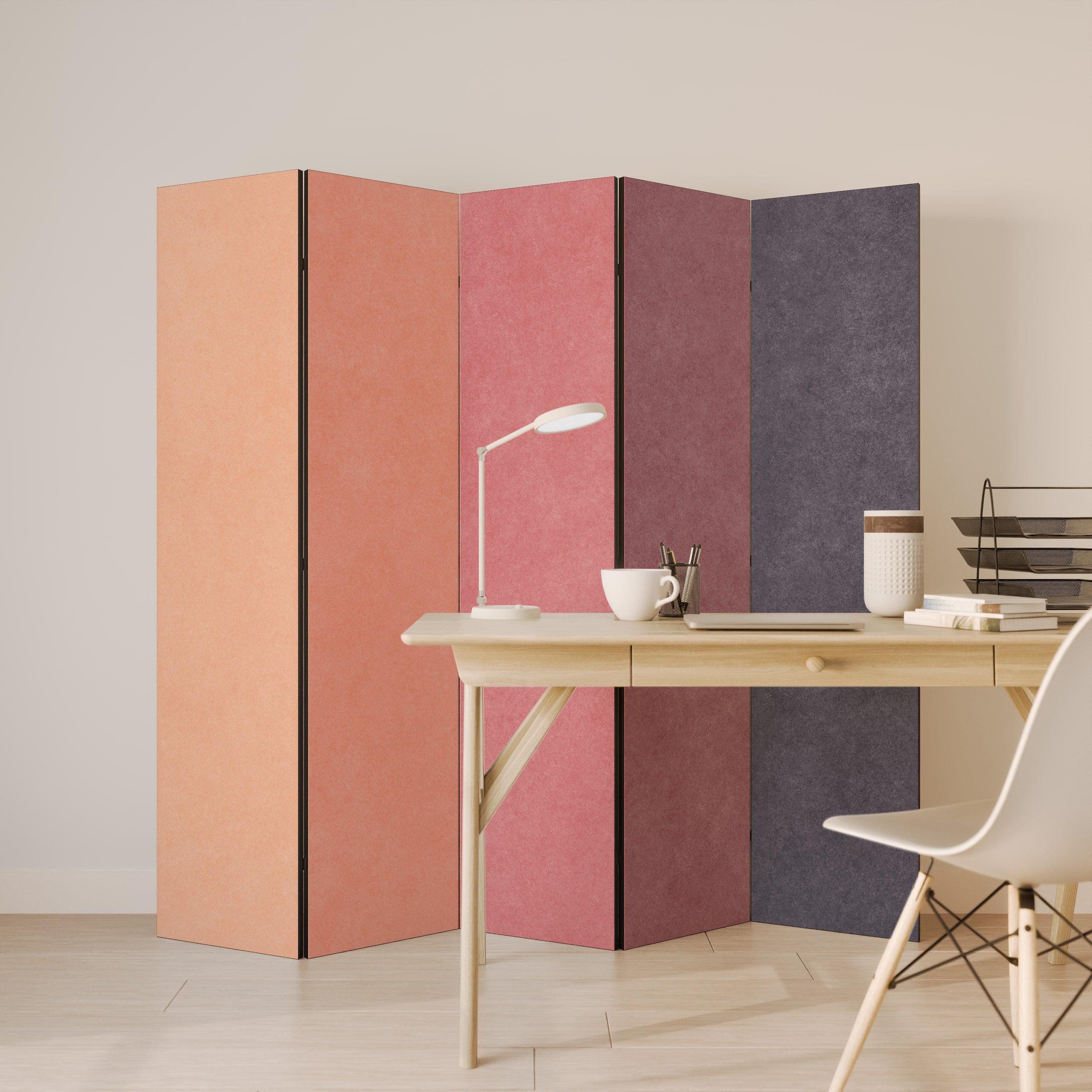 Biombo decorativo de 5 paneles con aroma a alcohol rosa