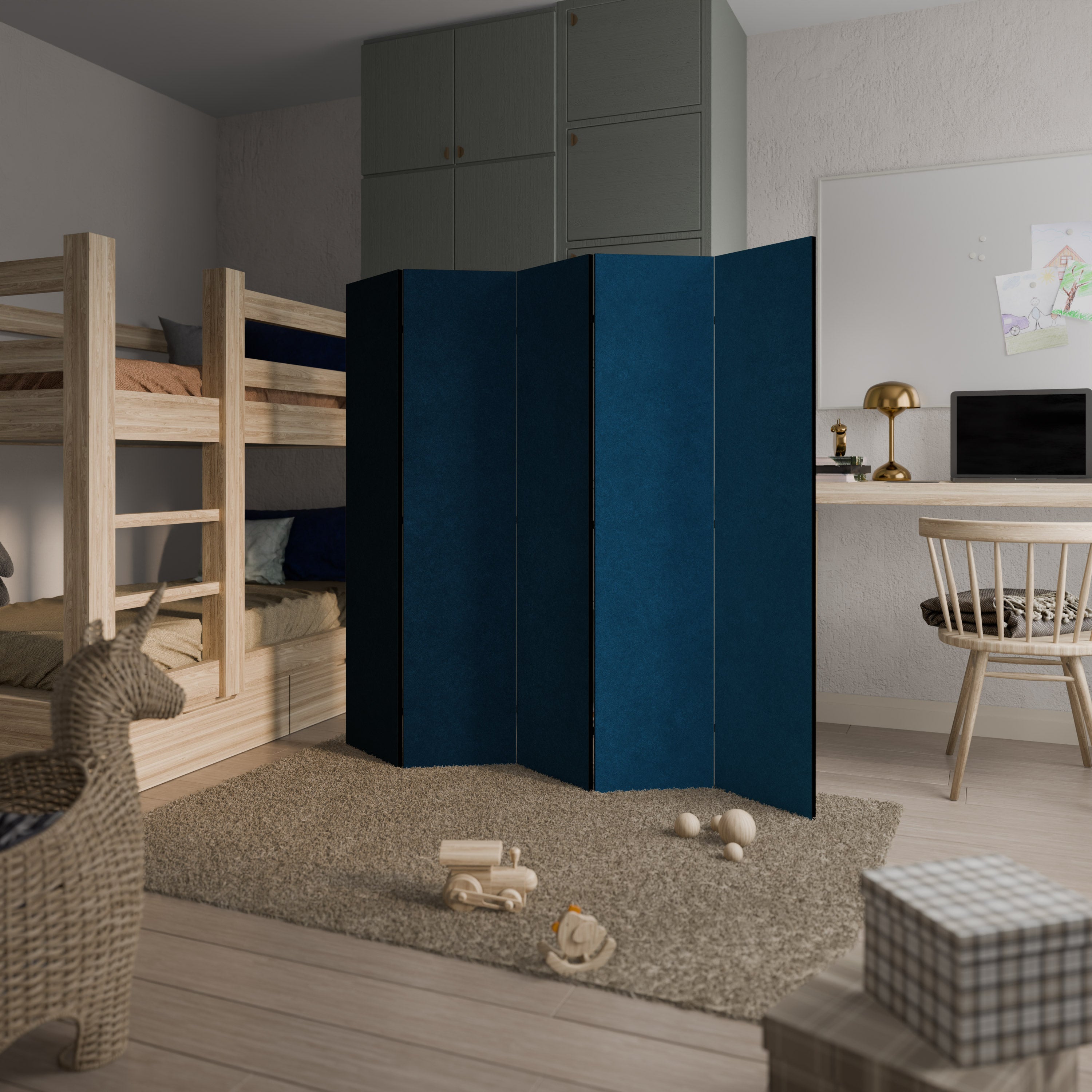 Divisor de ambientes decorativo de 5 paneles SHAKE IT BLUE