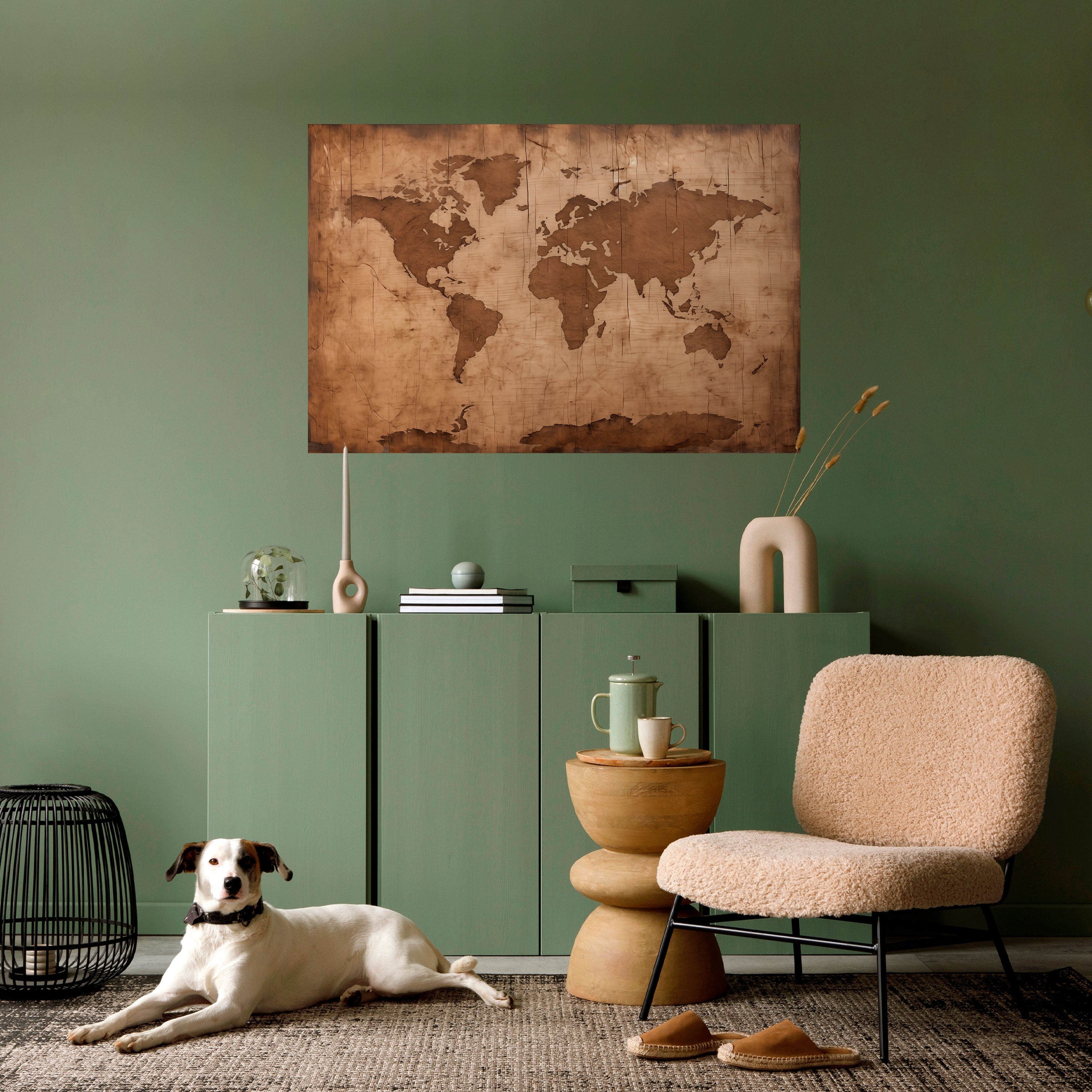 Póster horizontal autoadhesivo con mapa del mundo antiguo