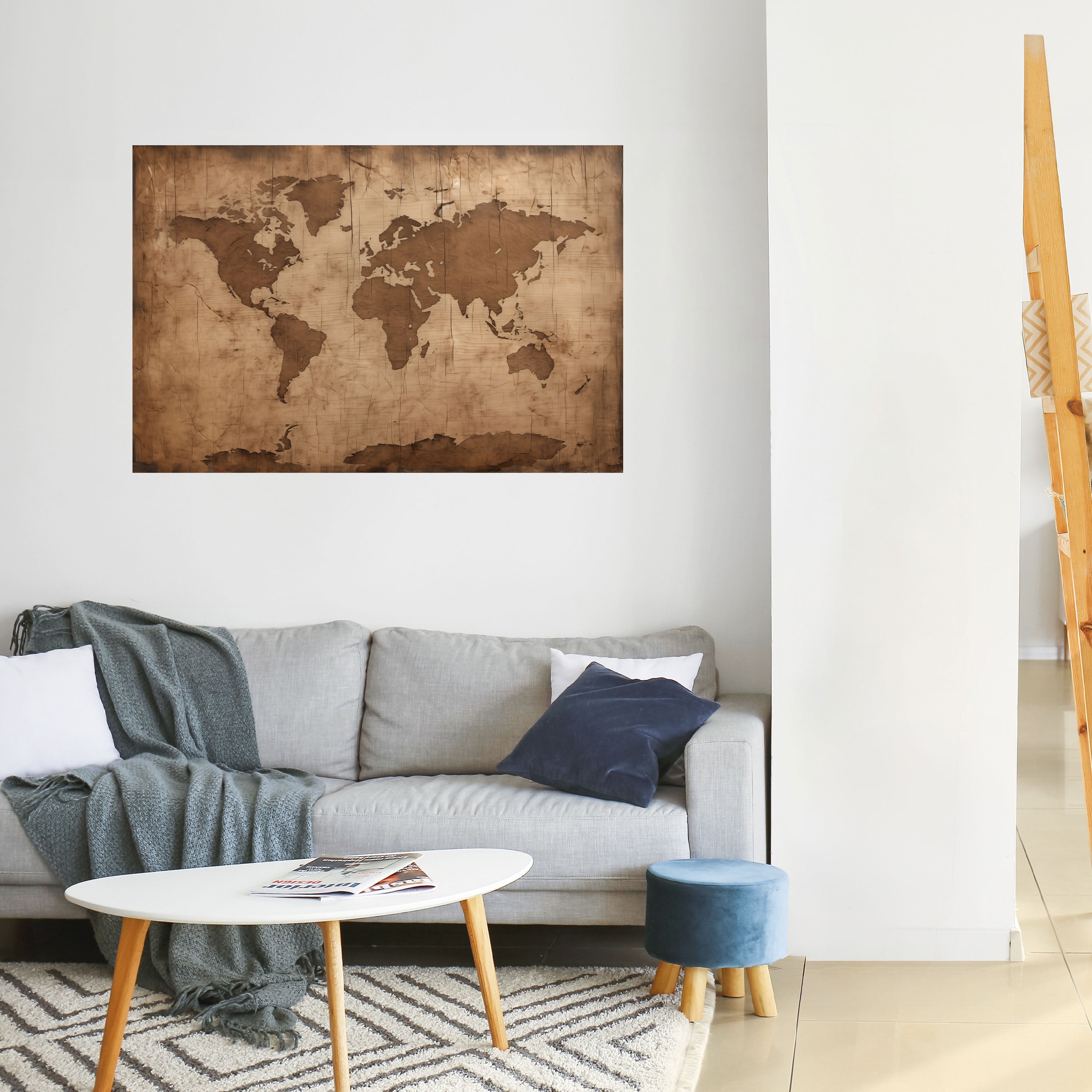 Póster horizontal autoadhesivo con mapa del mundo antiguo