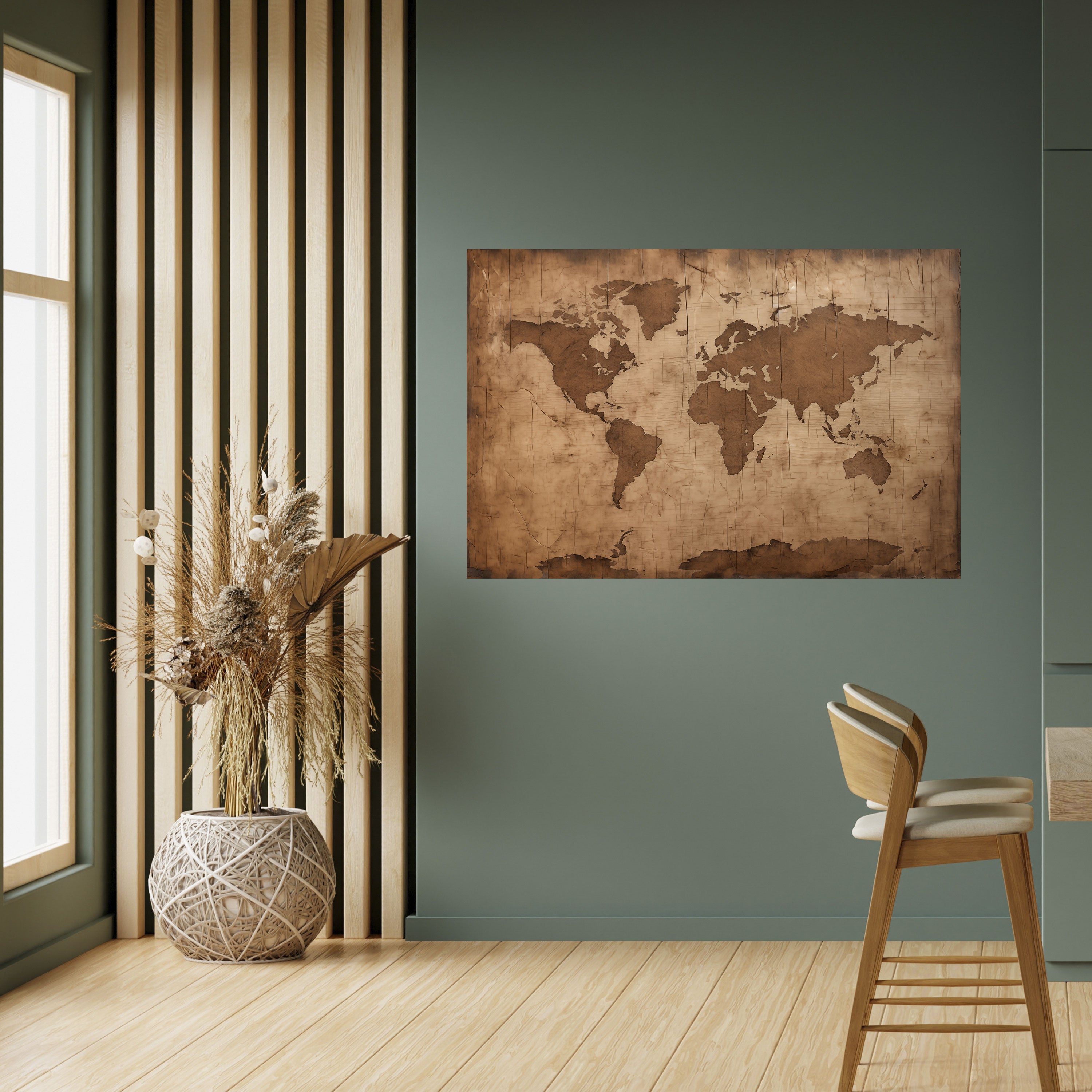 Póster horizontal autoadhesivo con mapa del mundo antiguo