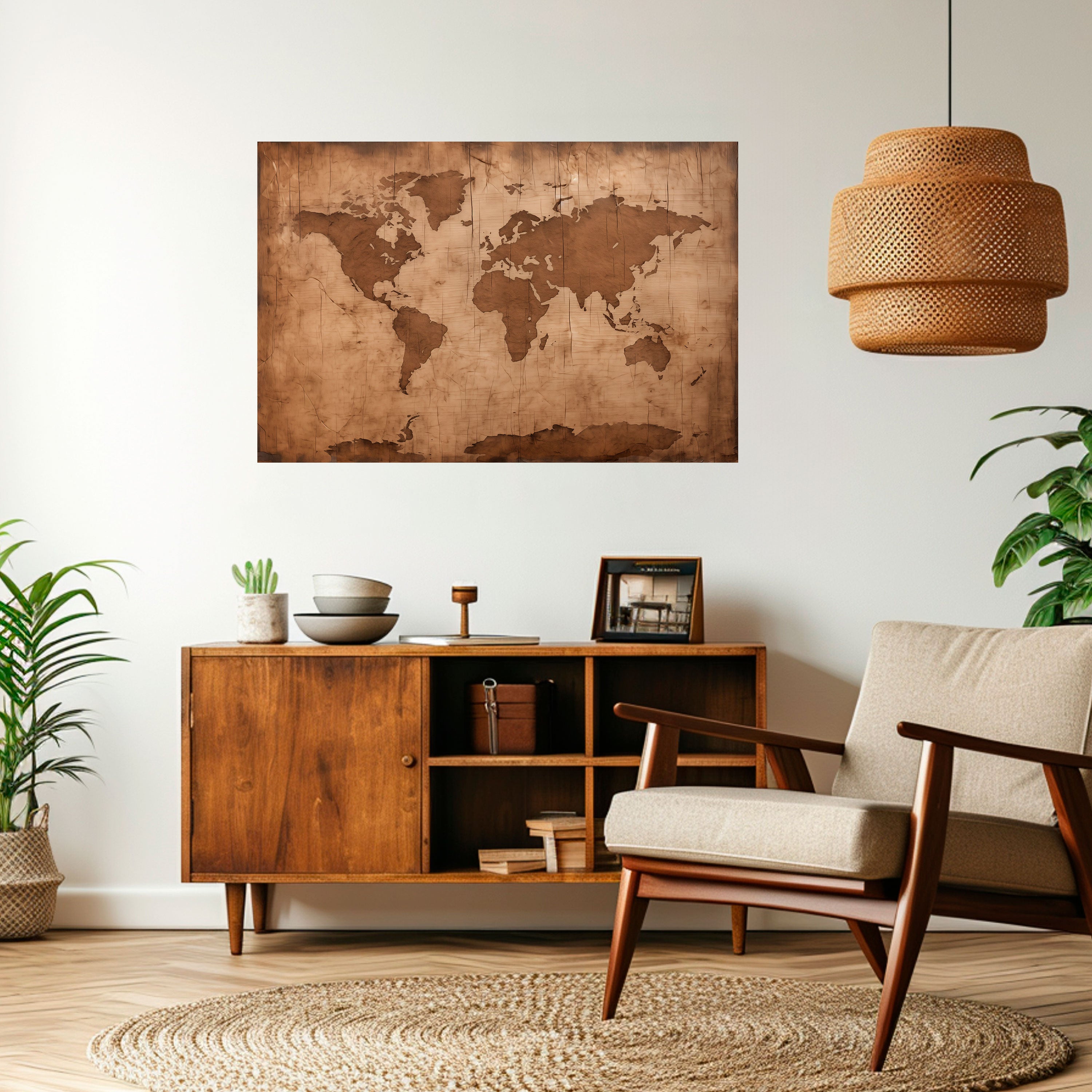 Póster horizontal autoadhesivo con mapa del mundo antiguo