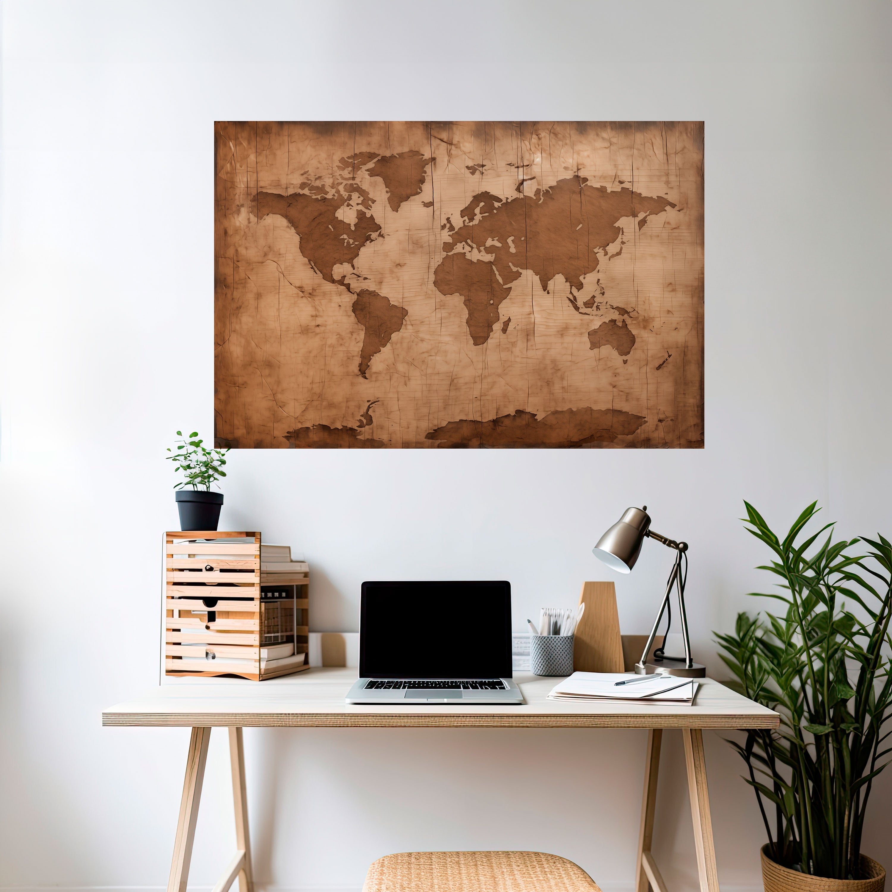 Póster horizontal autoadhesivo con mapa del mundo antiguo