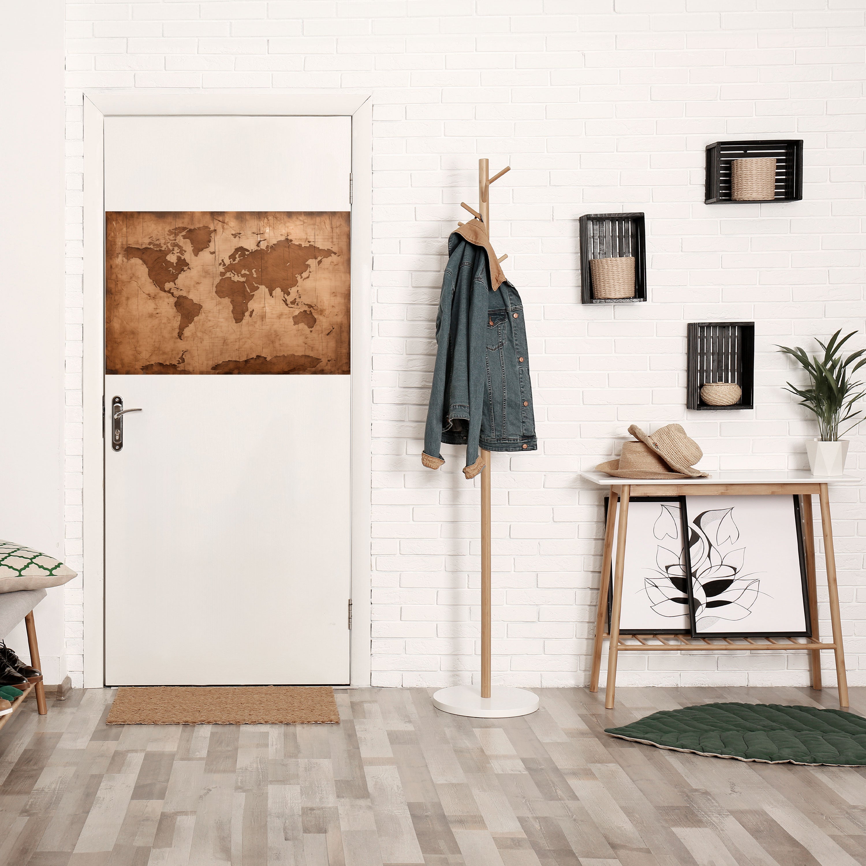 Póster horizontal autoadhesivo con mapa del mundo antiguo