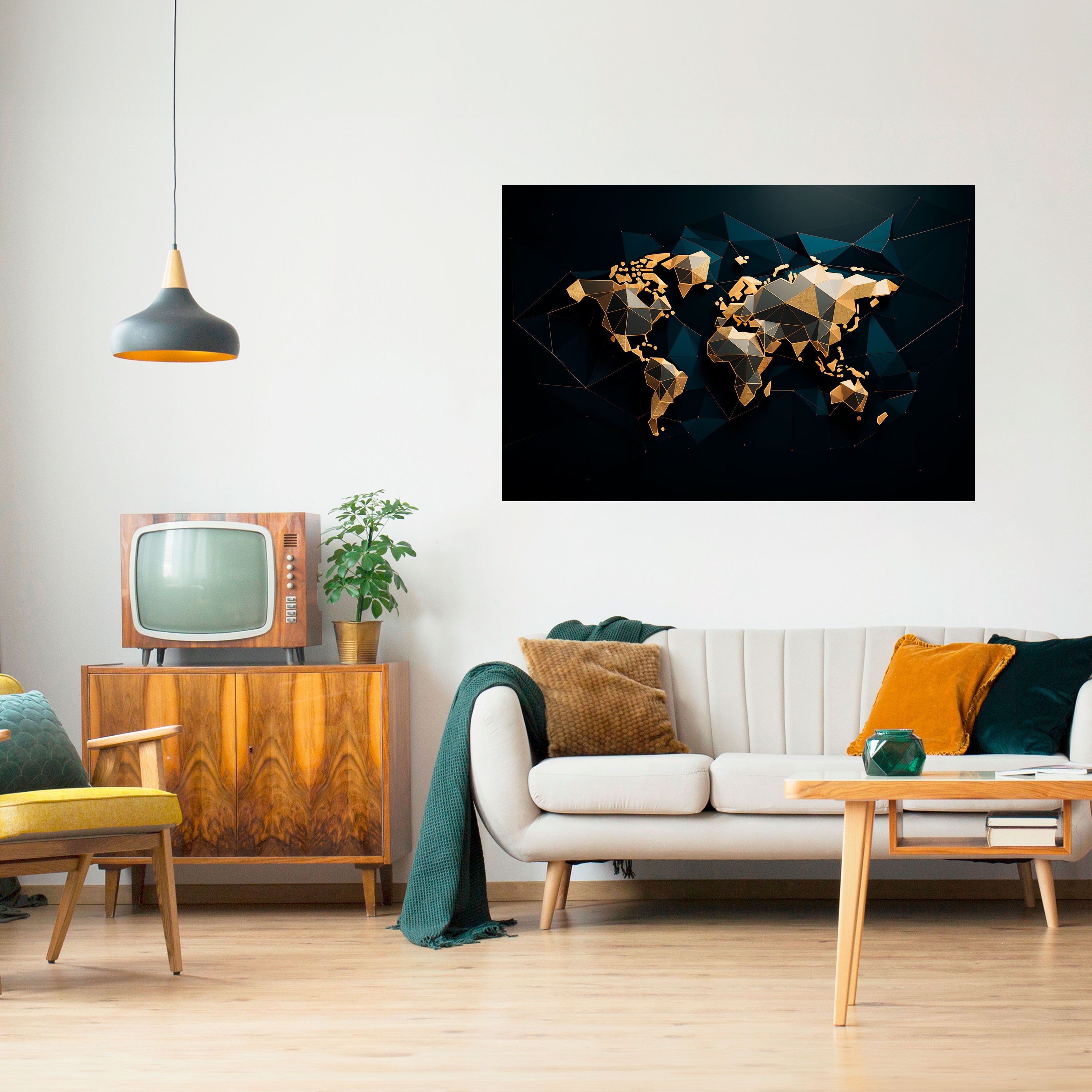 Póster horizontal autoadhesivo de SIMETRÍA MUNDIAL RESPLANDECIENTE