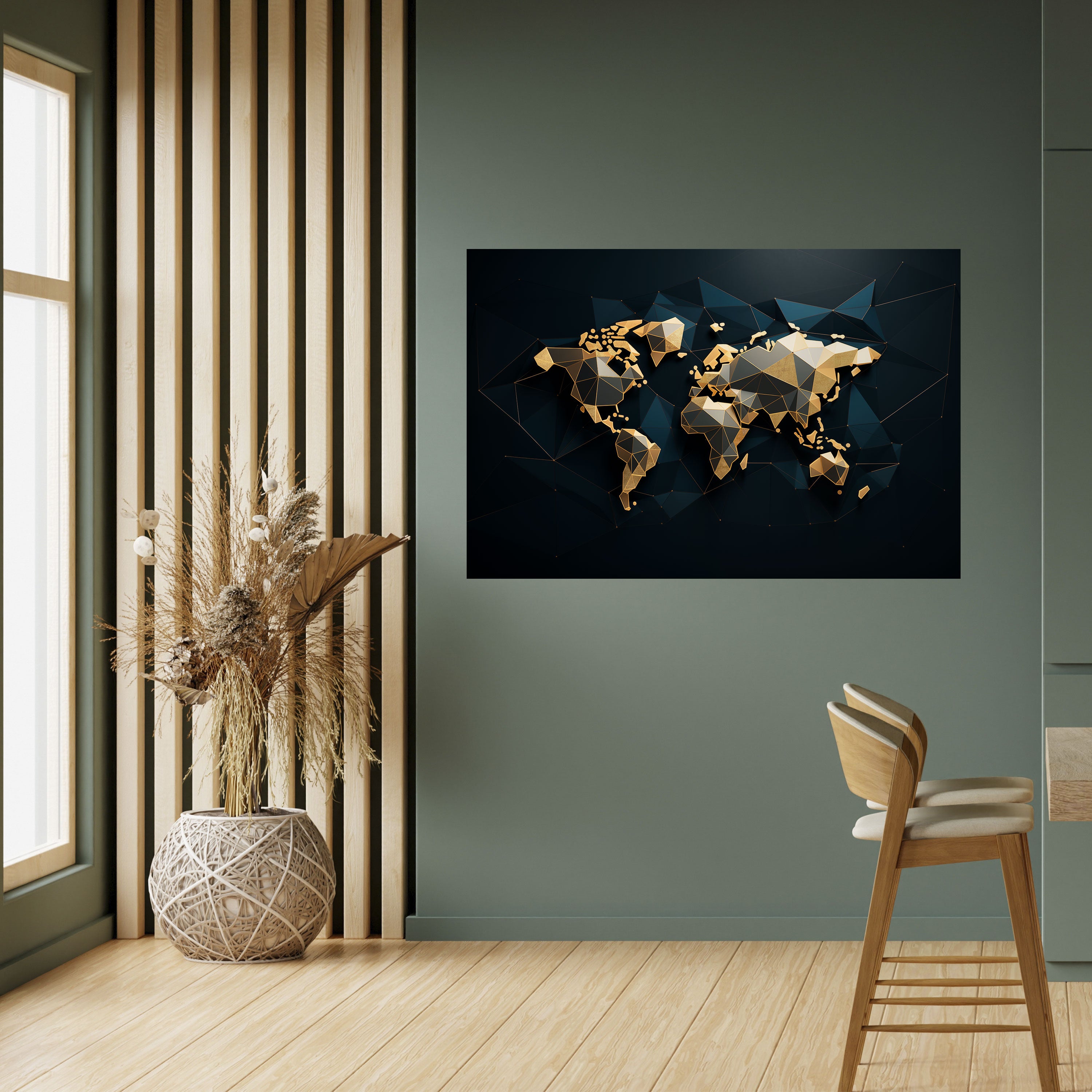 Póster horizontal autoadhesivo de SIMETRÍA MUNDIAL RESPLANDECIENTE