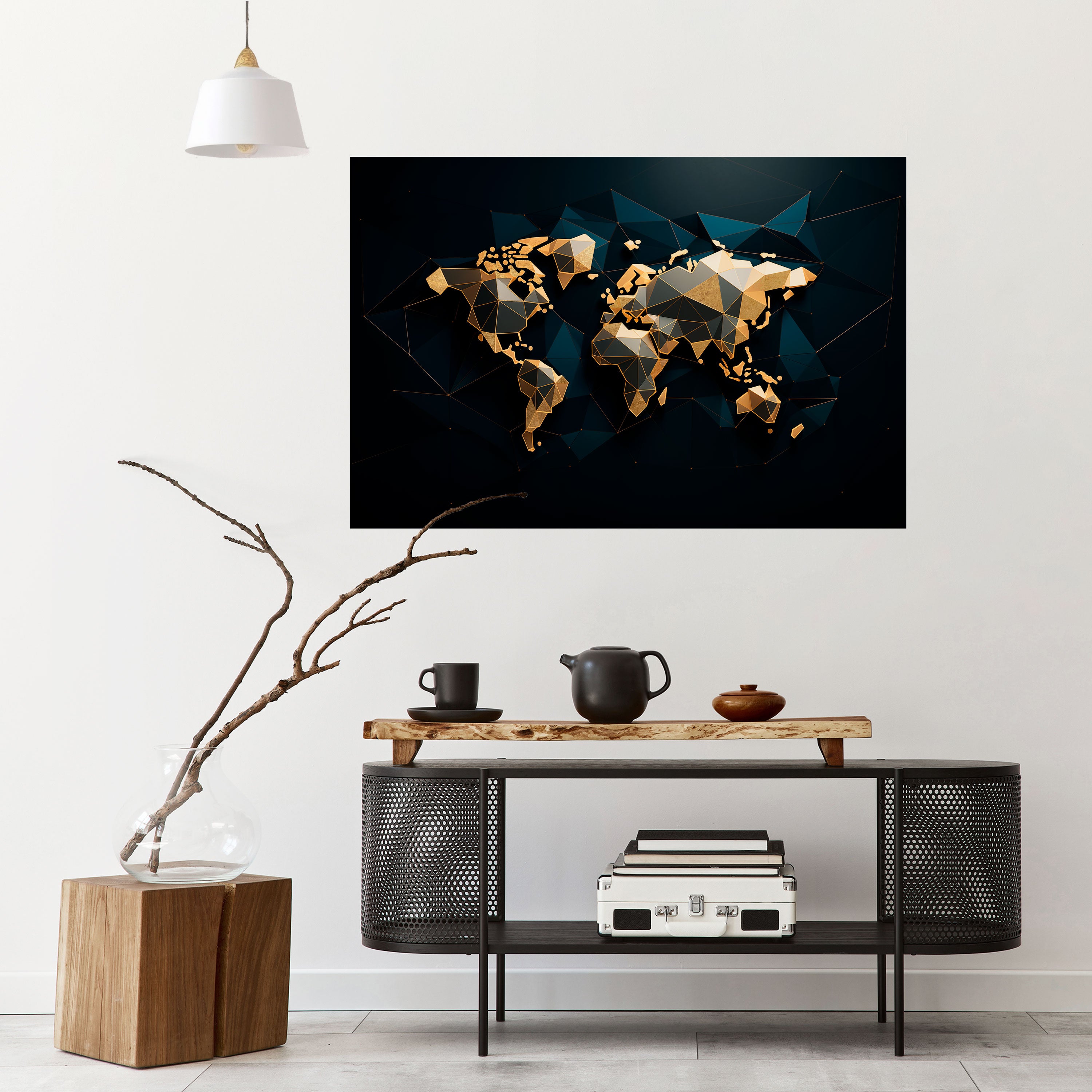 Póster horizontal autoadhesivo de SIMETRÍA MUNDIAL RESPLANDECIENTE