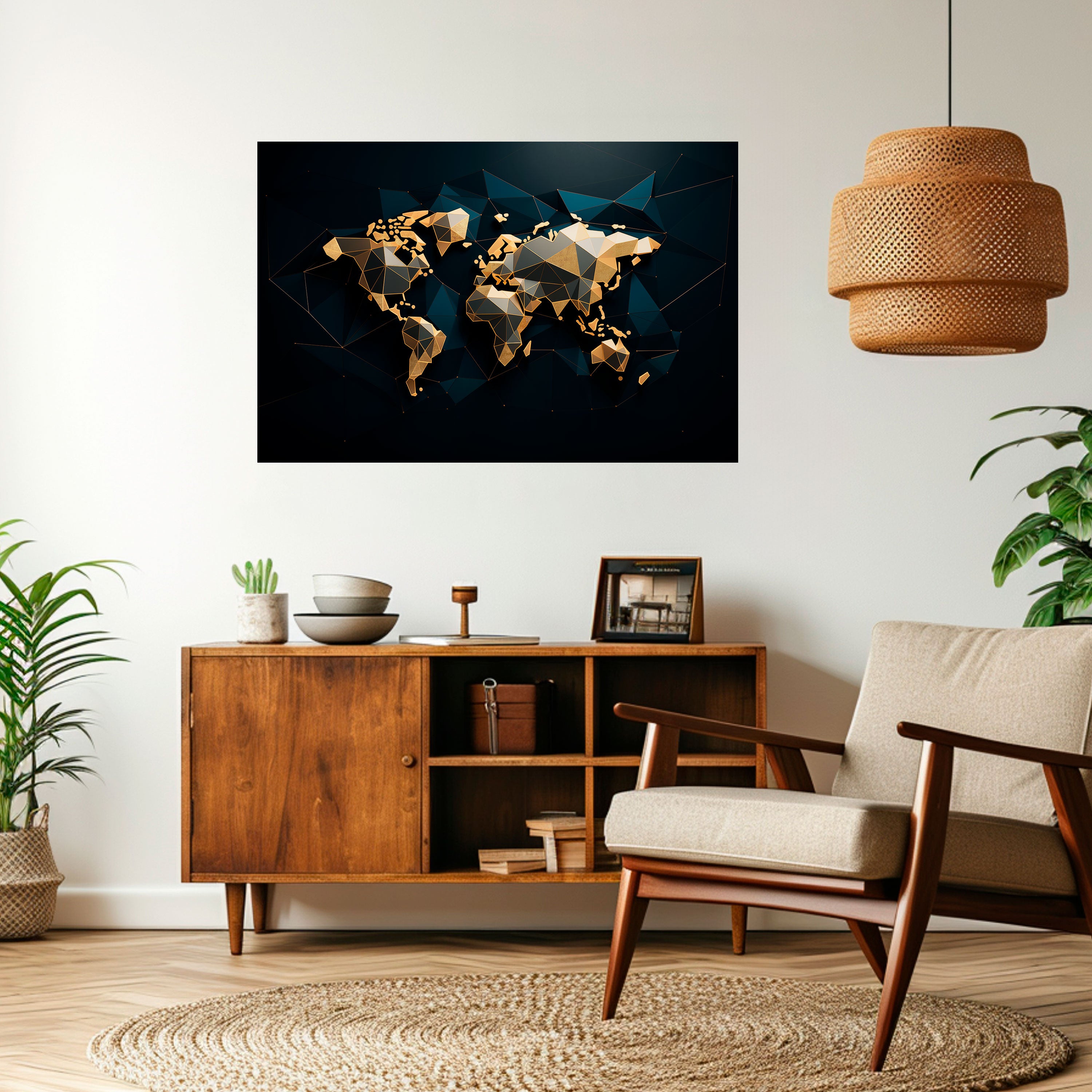 Póster horizontal autoadhesivo de SIMETRÍA MUNDIAL RESPLANDECIENTE