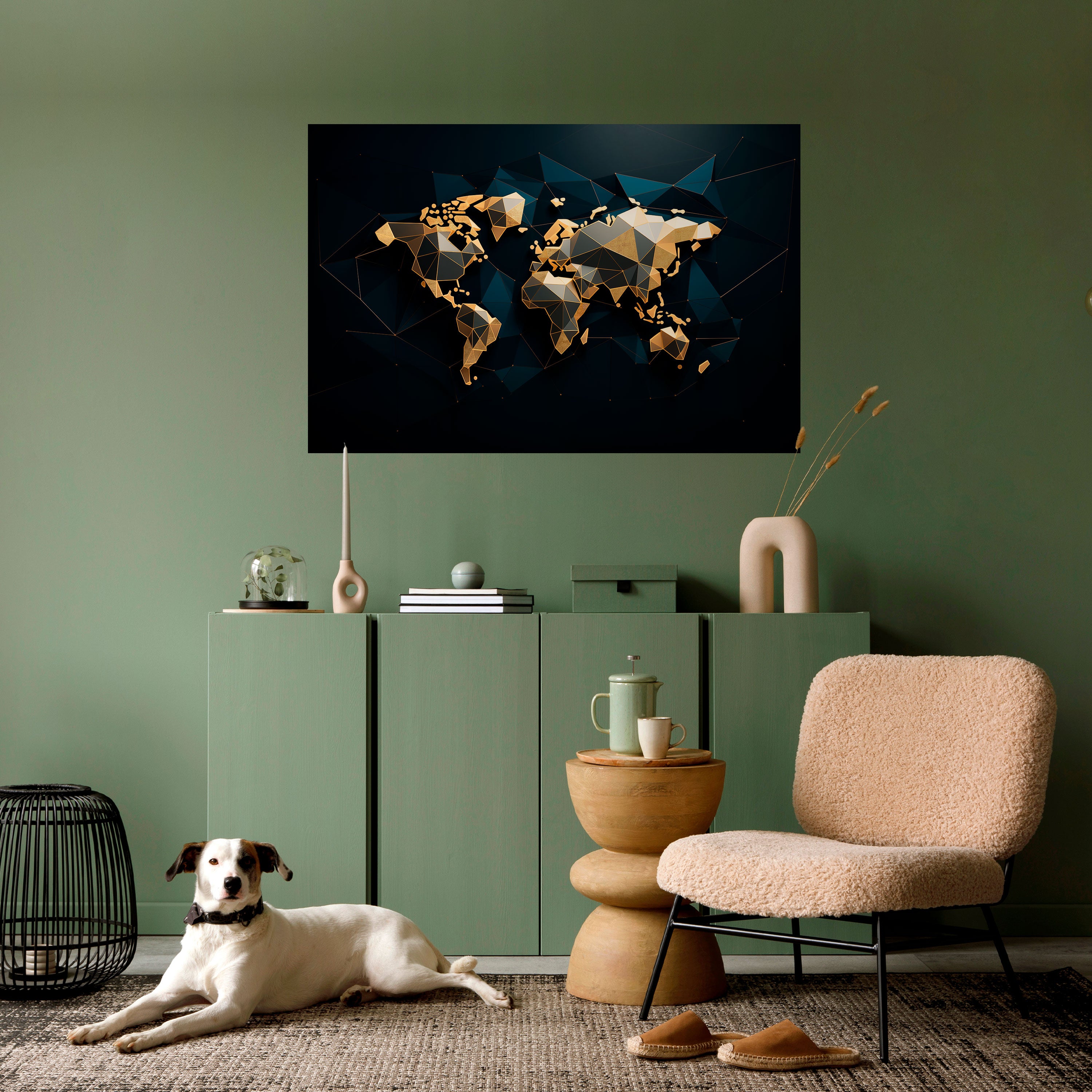 Póster horizontal autoadhesivo de SIMETRÍA MUNDIAL RESPLANDECIENTE