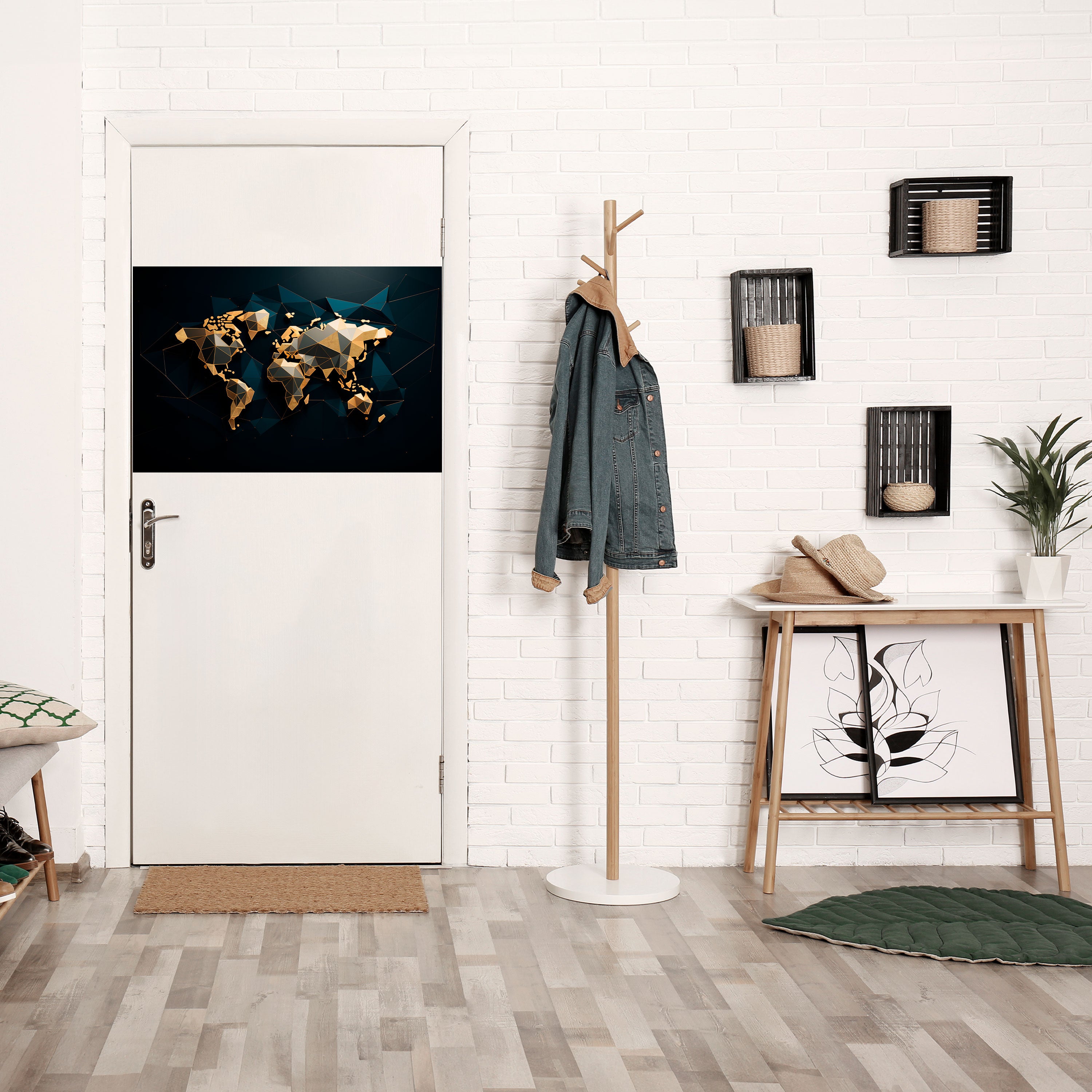 Póster horizontal autoadhesivo de SIMETRÍA MUNDIAL RESPLANDECIENTE