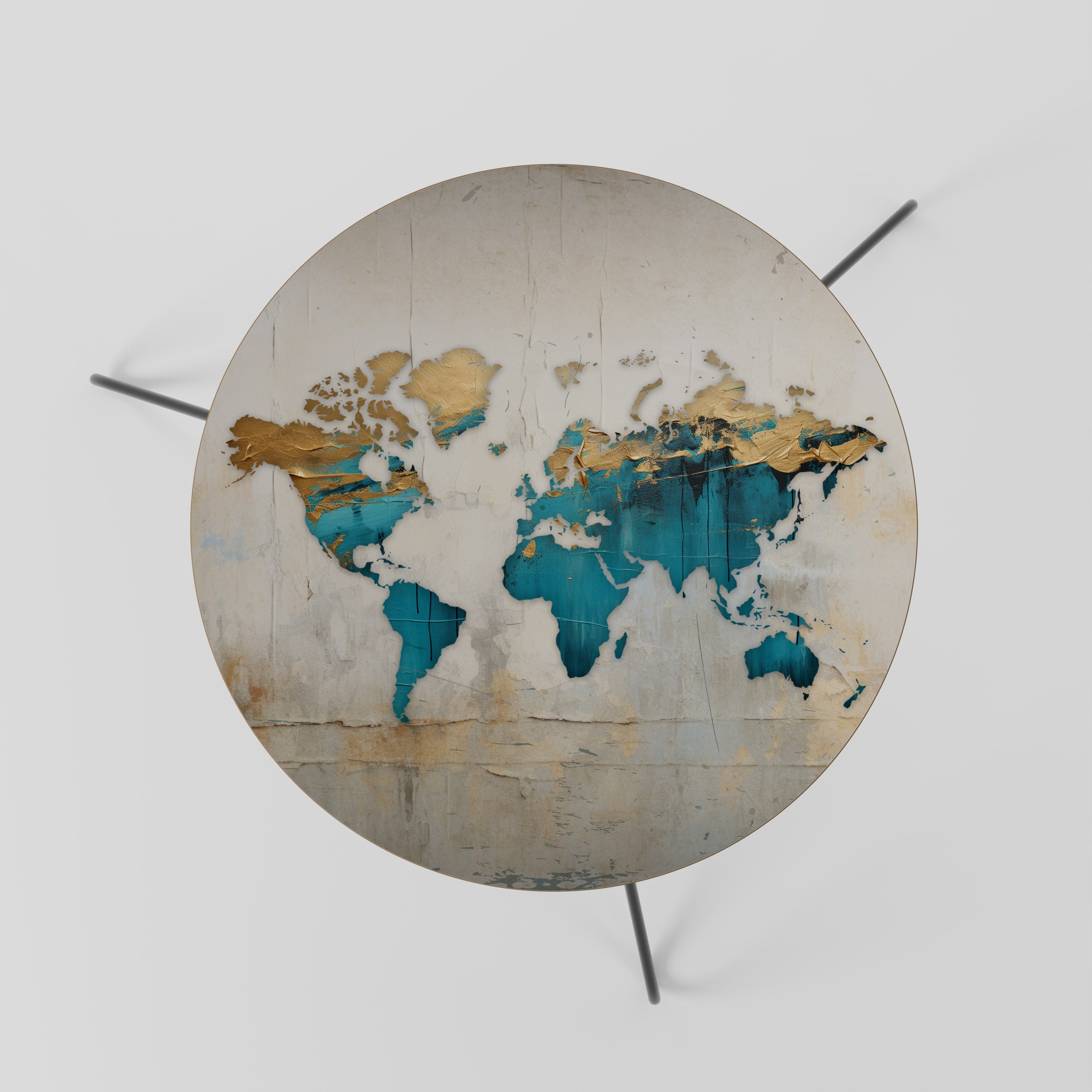 AZURE GILDED MAP Coffee Table 60