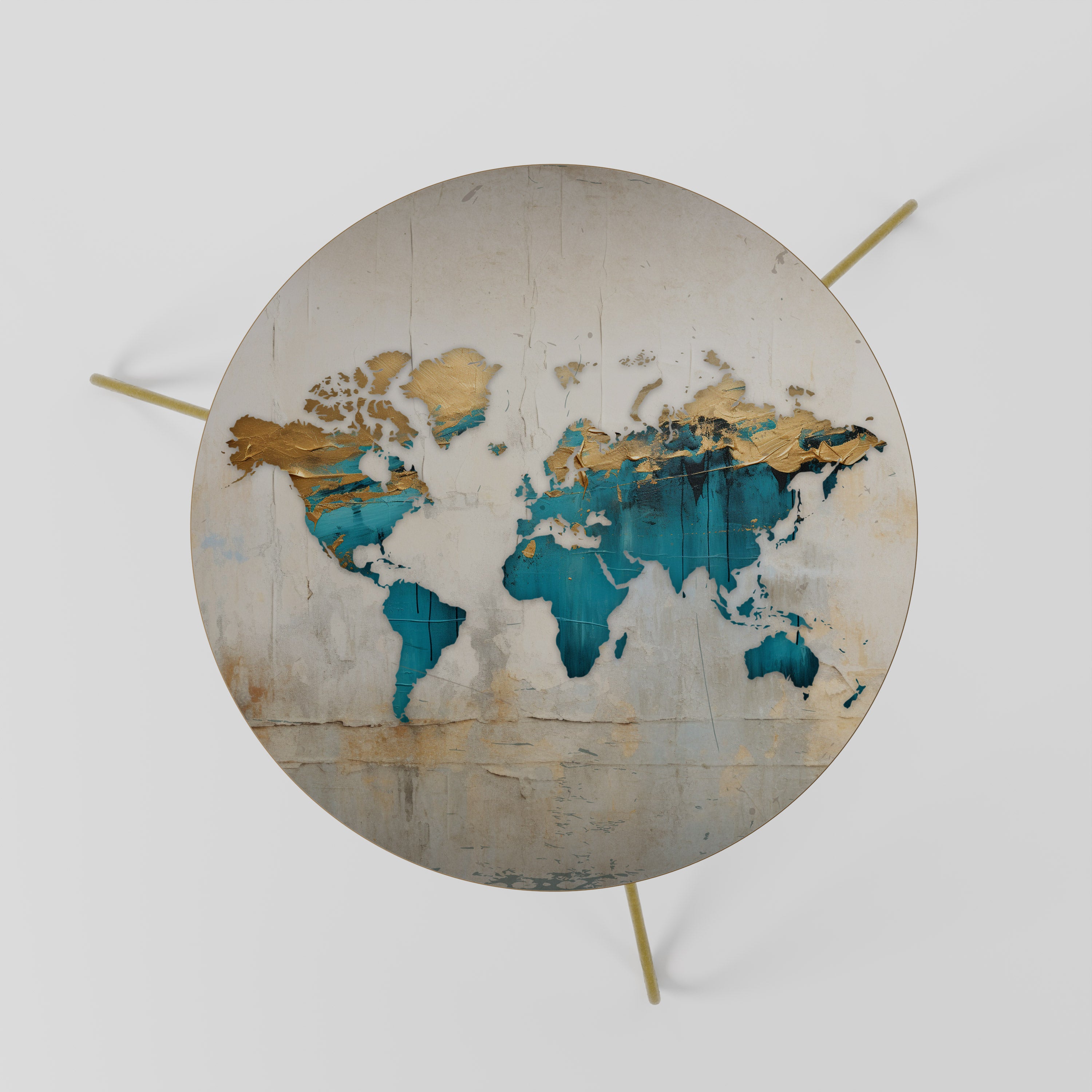 AZURE GILDED MAP Coffee Table 60