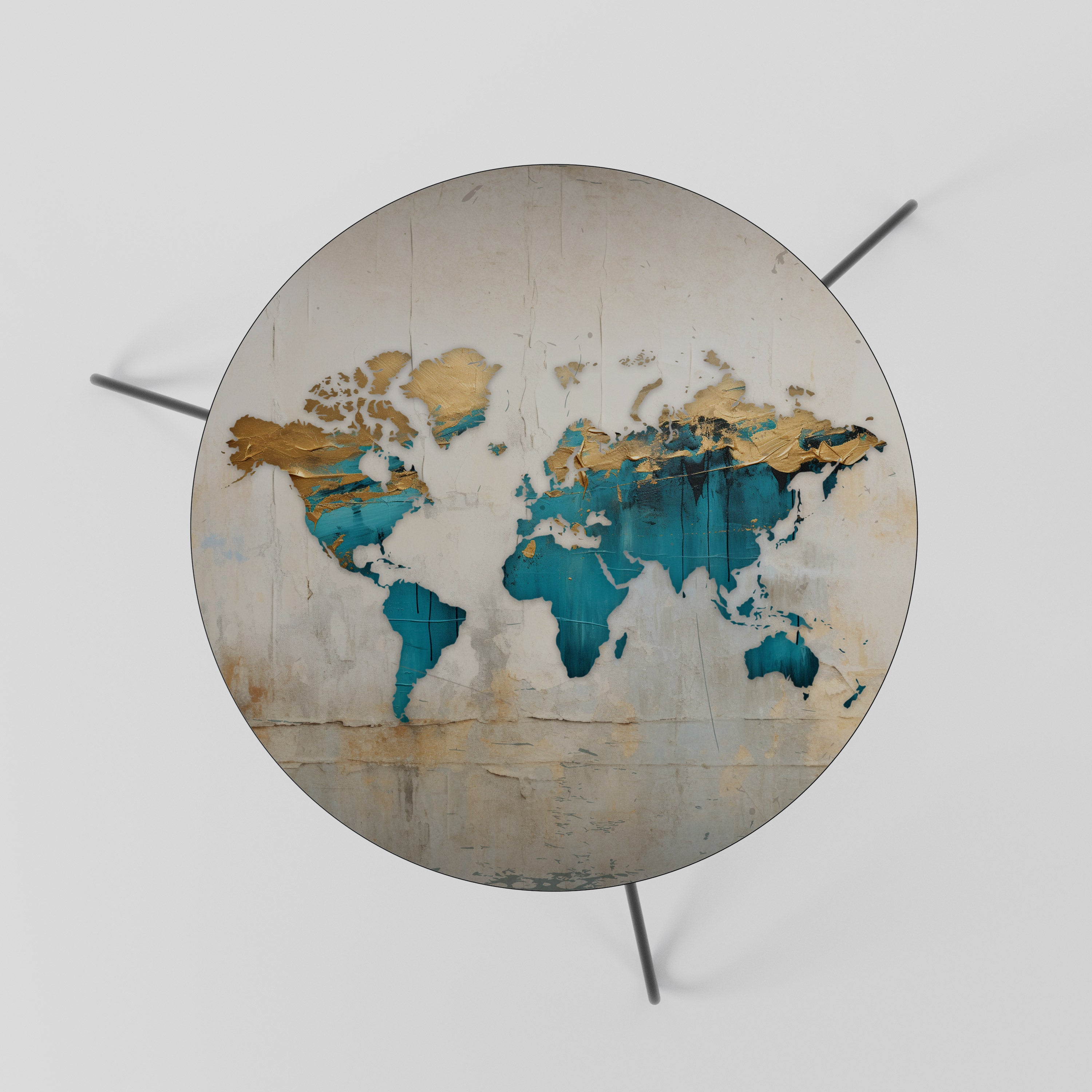 AZURE GILDED MAP Coffee Table 60