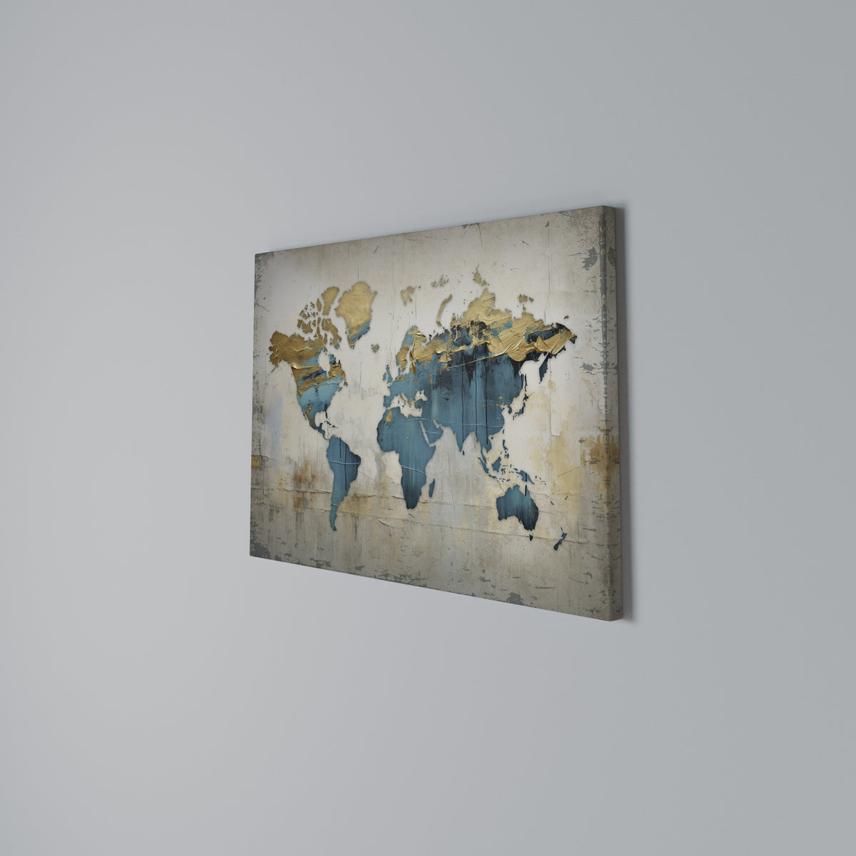 AZURE GILDED MAP Cuadro en lienzo horizontal