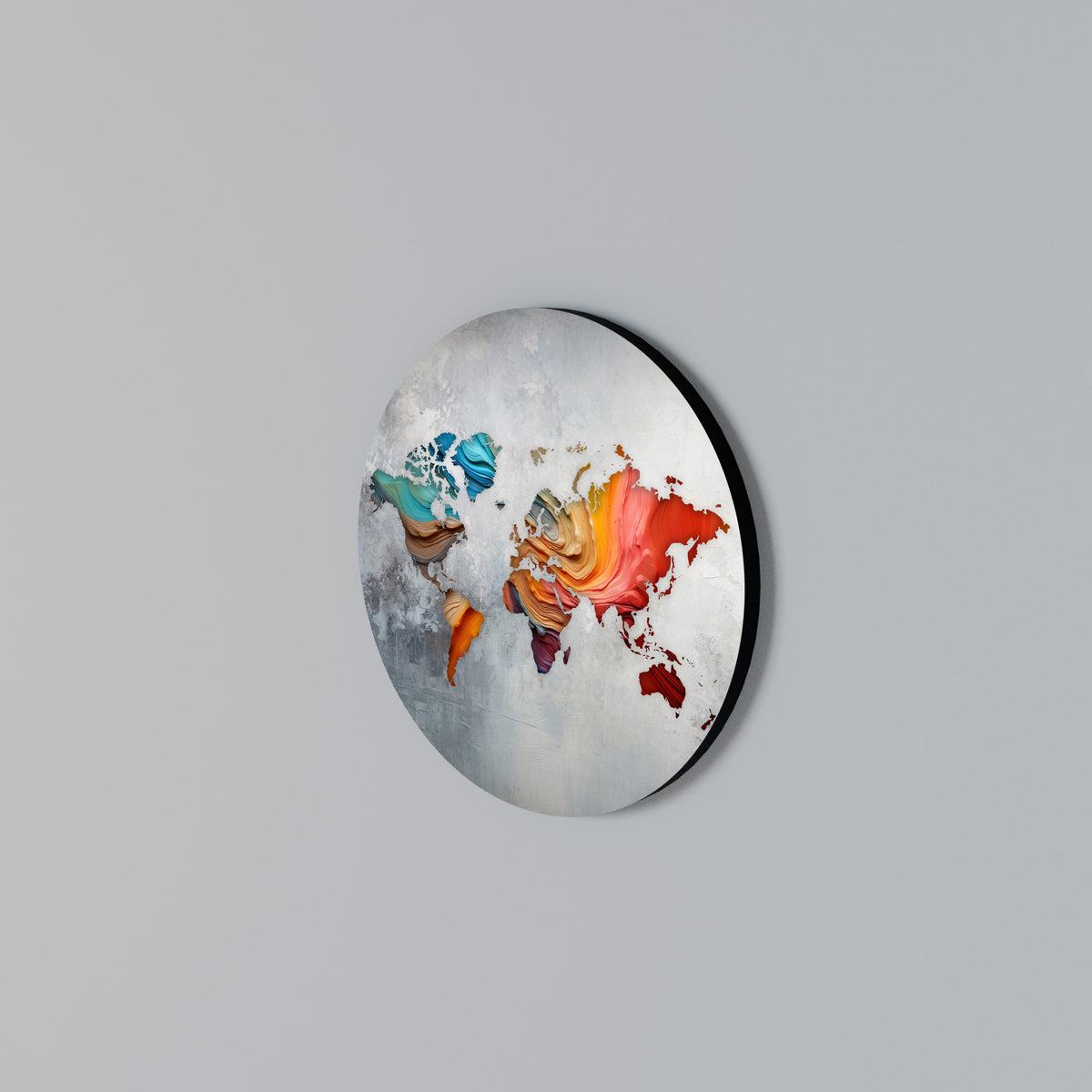 PAINTED CONTINENTS Arte de pared redondo