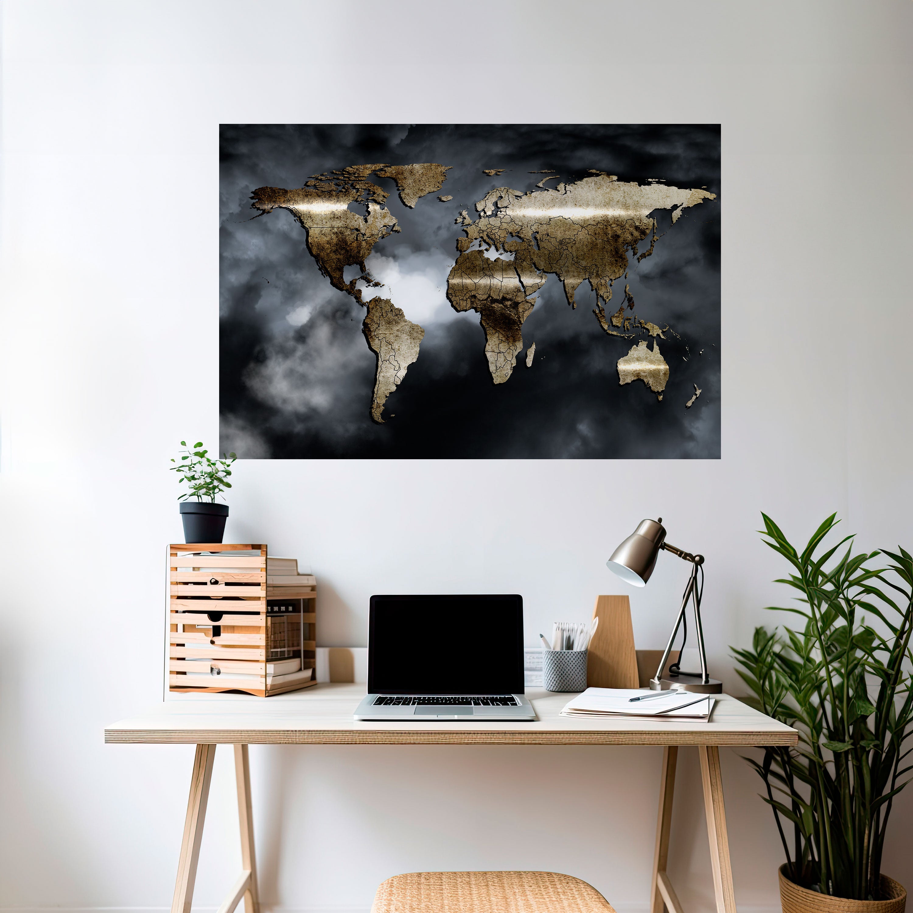 Póster horizontal autoadhesivo "Ensoñación de la Tierra Dorada"