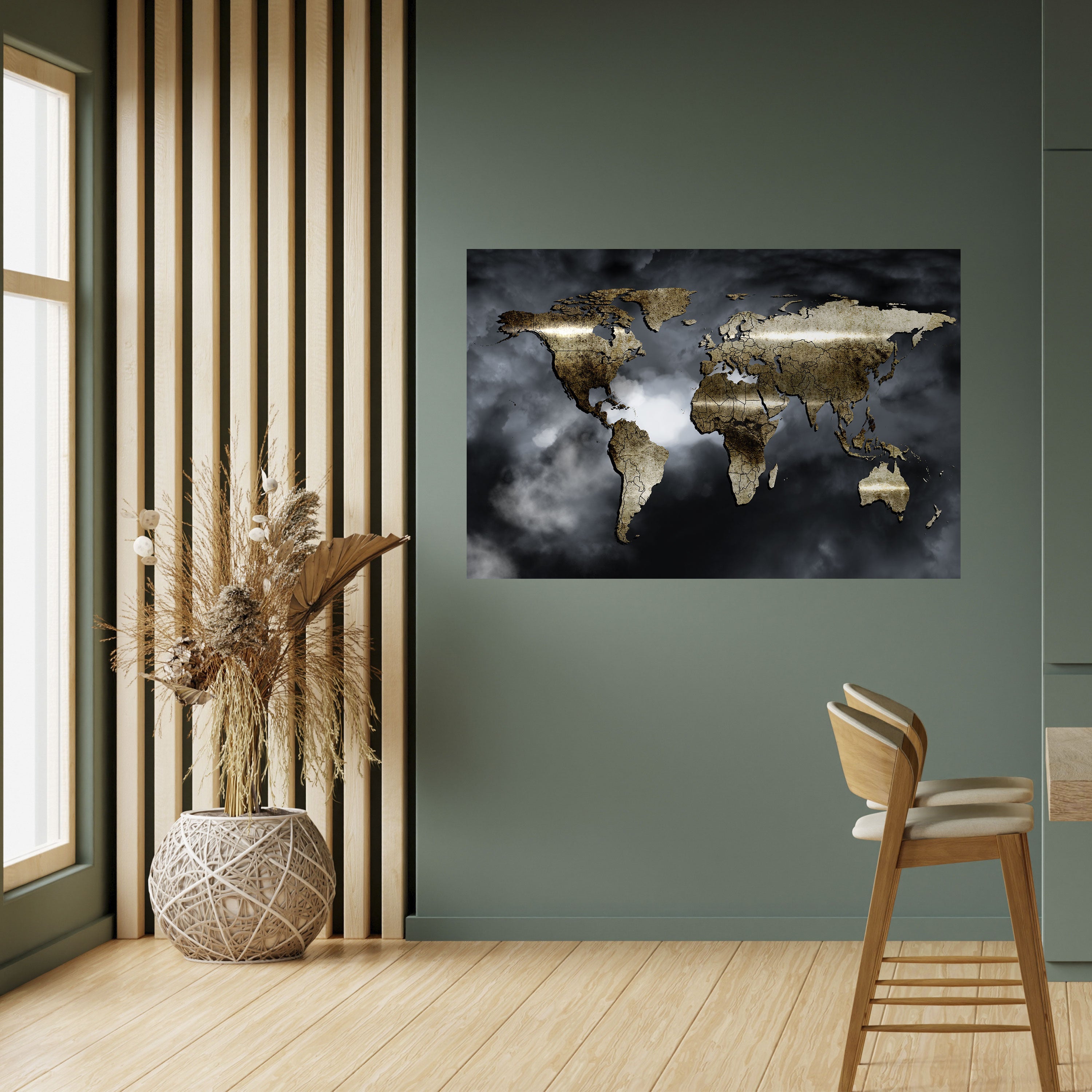 Póster horizontal autoadhesivo "Ensoñación de la Tierra Dorada"
