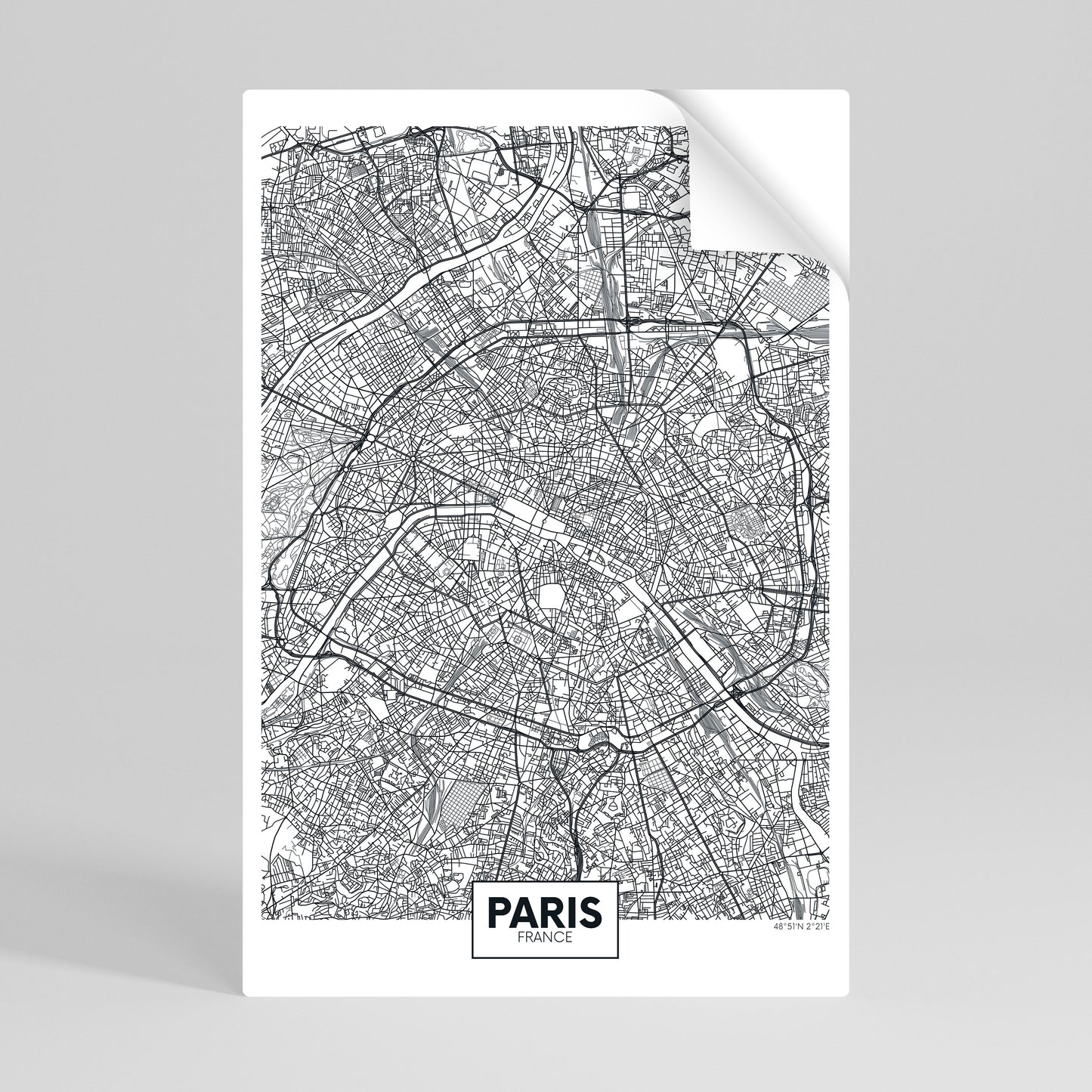 PARIS TOWN PLAN Peel and Stick Vertical Poster
