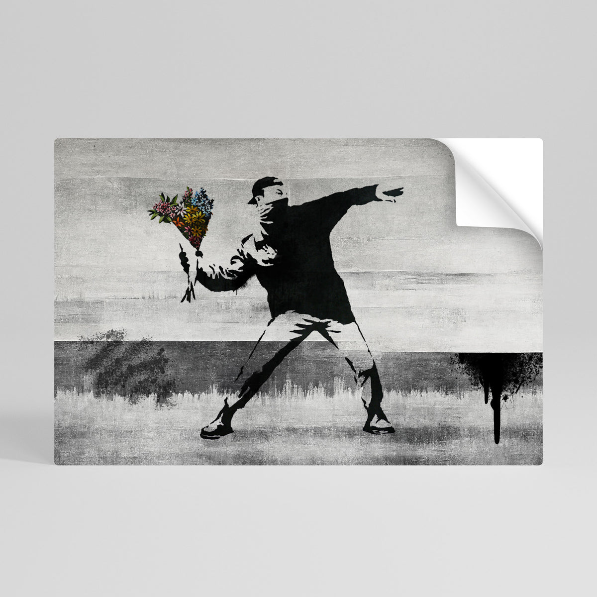 FLOWER BOMBER (BANKSY) Póster adhesivo horizontal