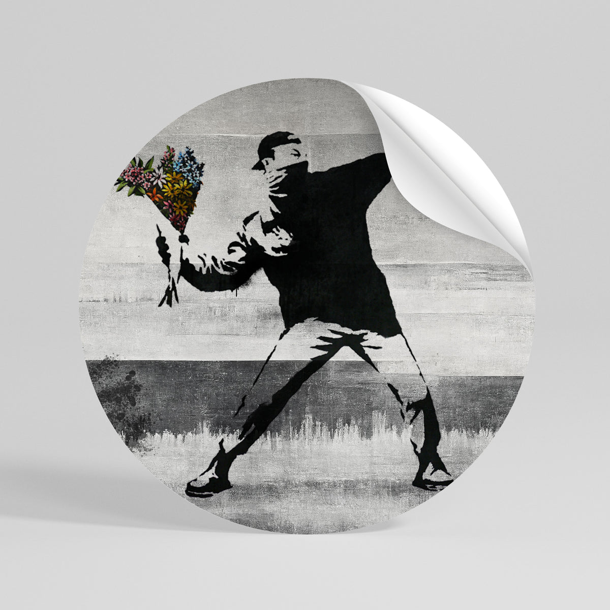 FLOWER BOMBER (BANKSY) Vinilo adhesivo redondo