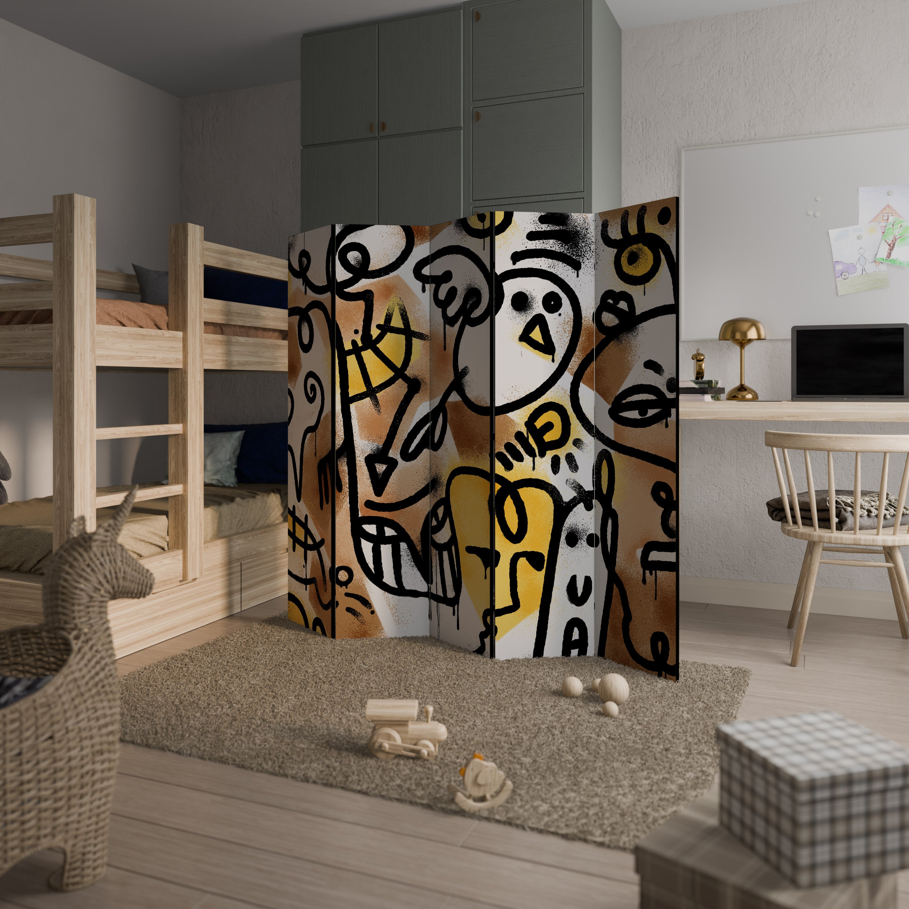 Biombo decorativo de 5 paneles URBAN CANVAS