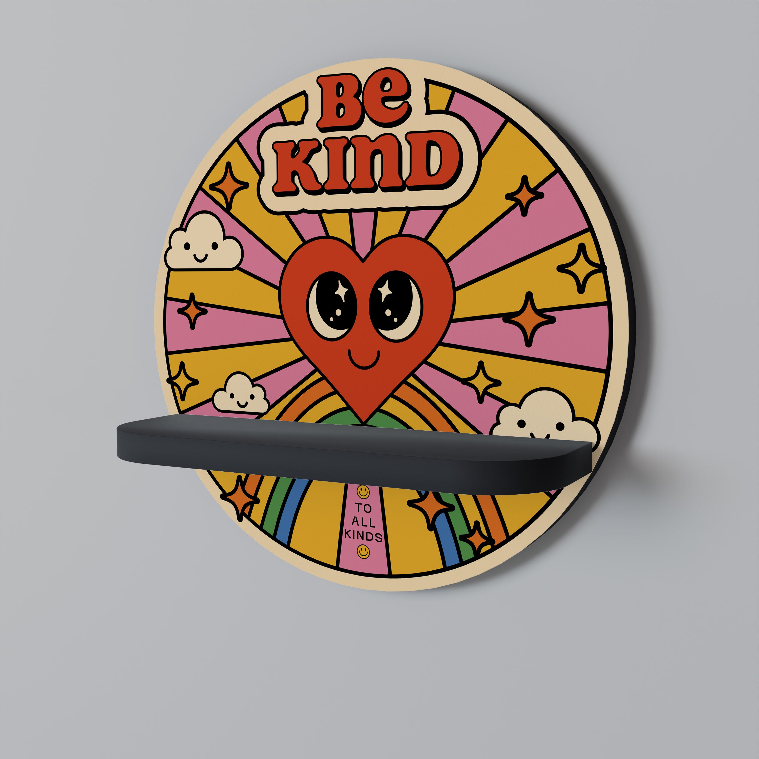 Estantería de arte redonda BE KIND con acabado negro