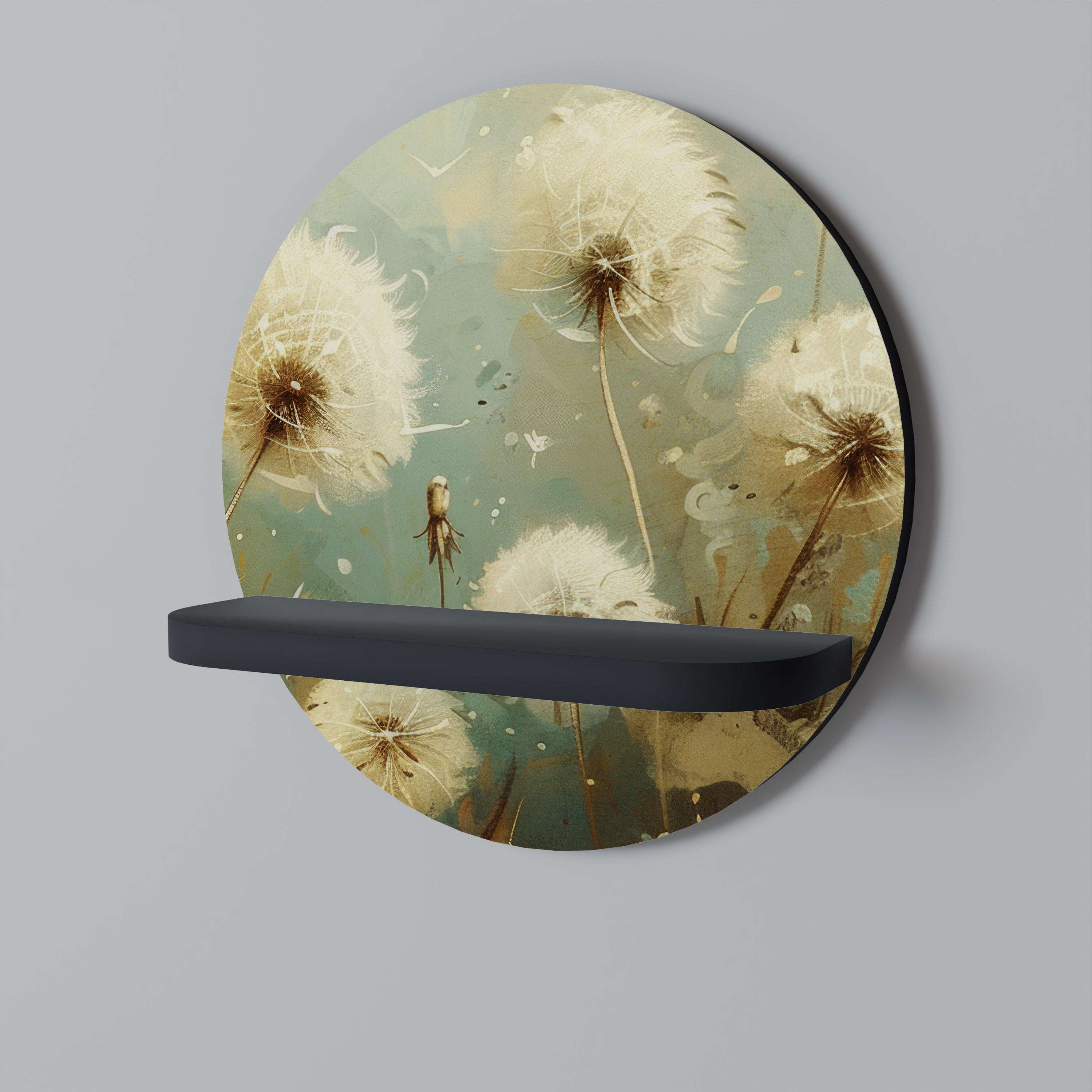 Estantería de arte redonda DREAMY MEADOW con acabado negro
