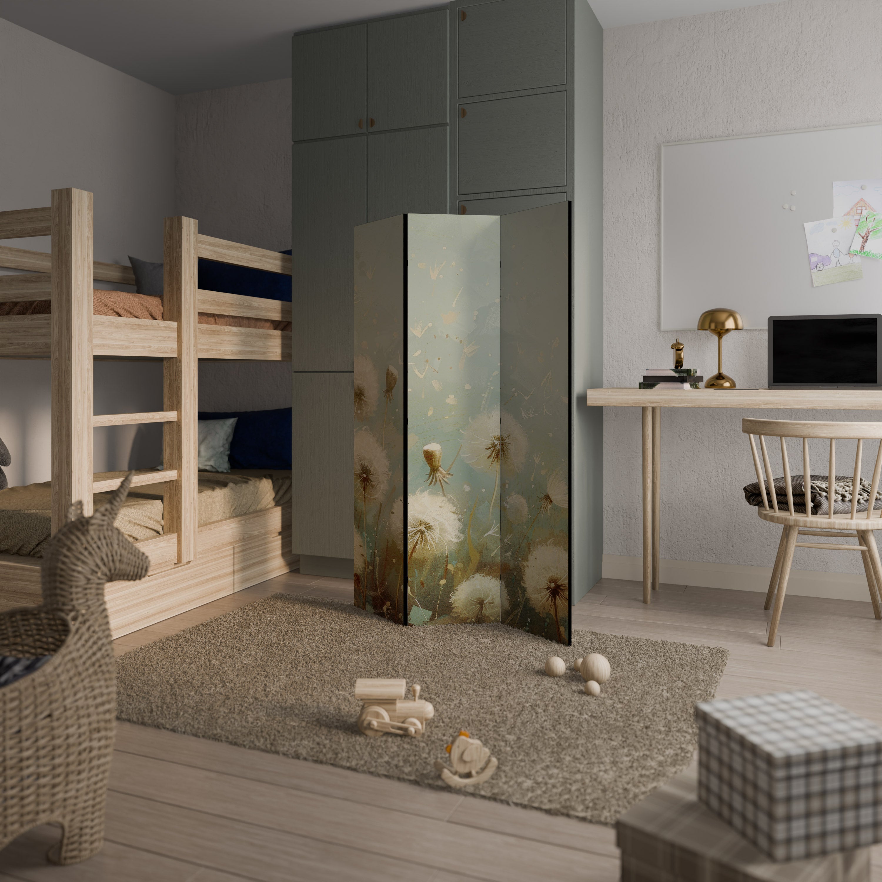 Biombo decorativo de 3 paneles DREAMY MEADOW