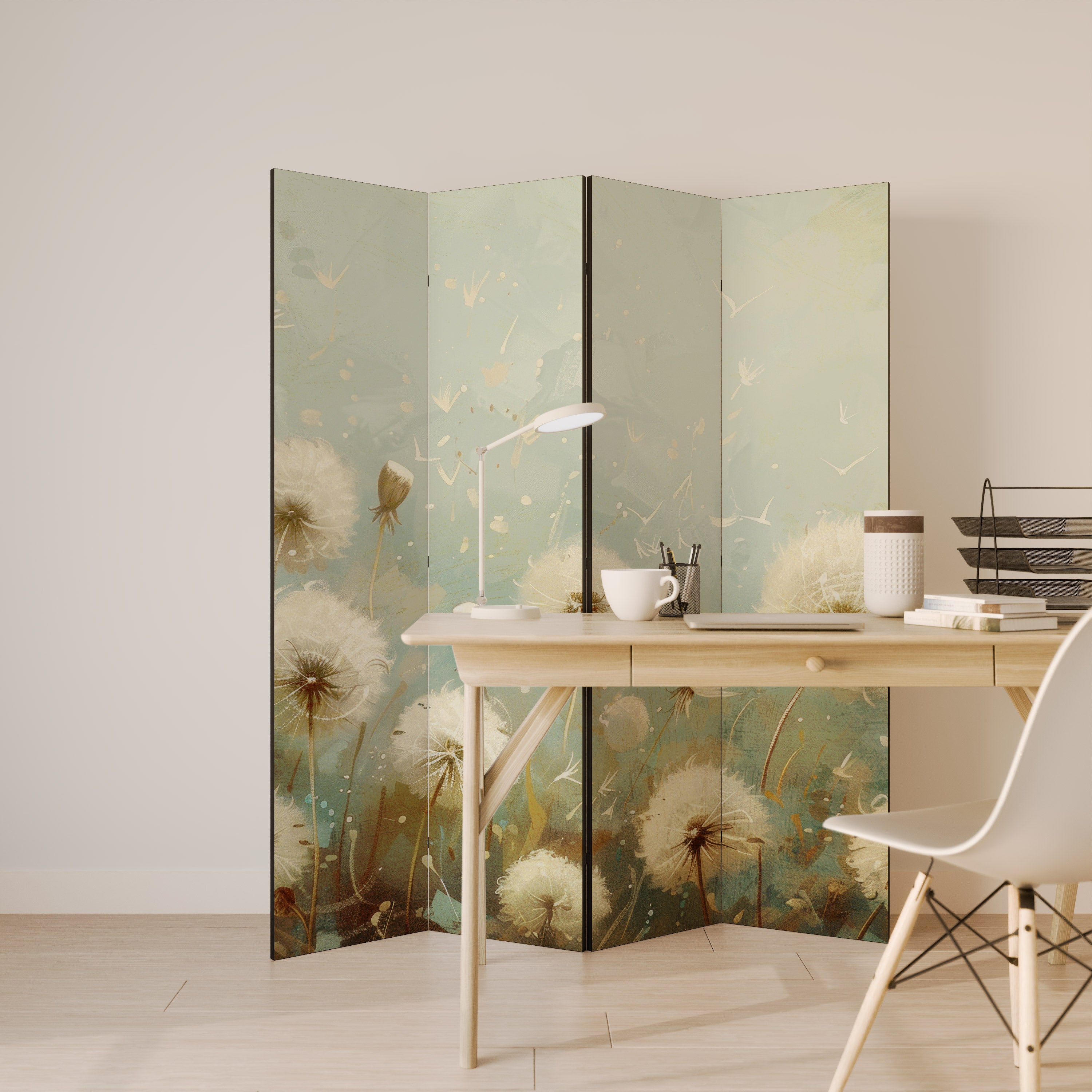Biombo decorativo de 4 paneles DREAMY MEADOW
