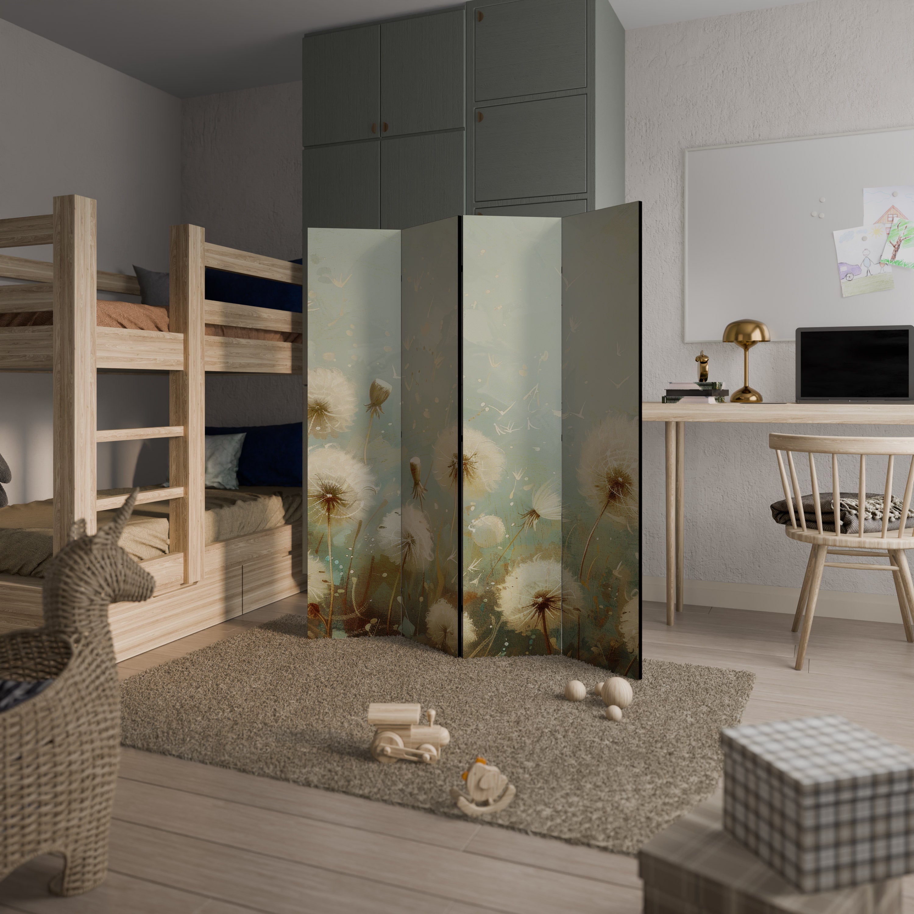 Biombo decorativo de 4 paneles DREAMY MEADOW