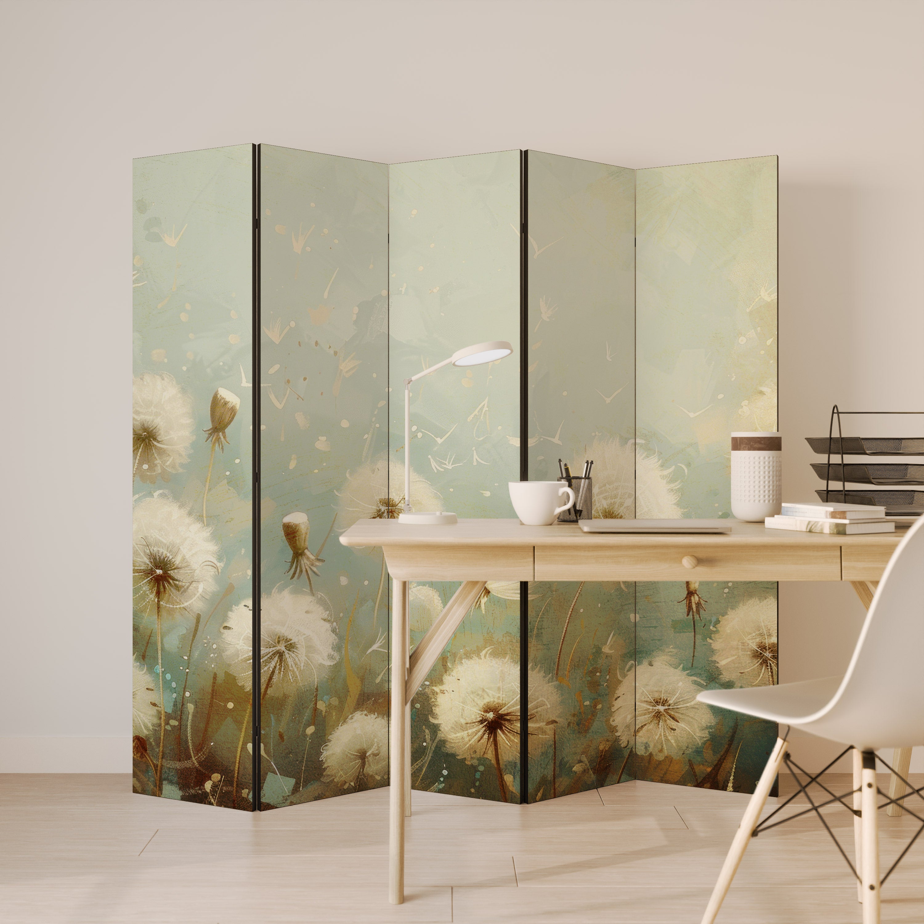 Biombo decorativo de 5 paneles DREAMY MEADOW