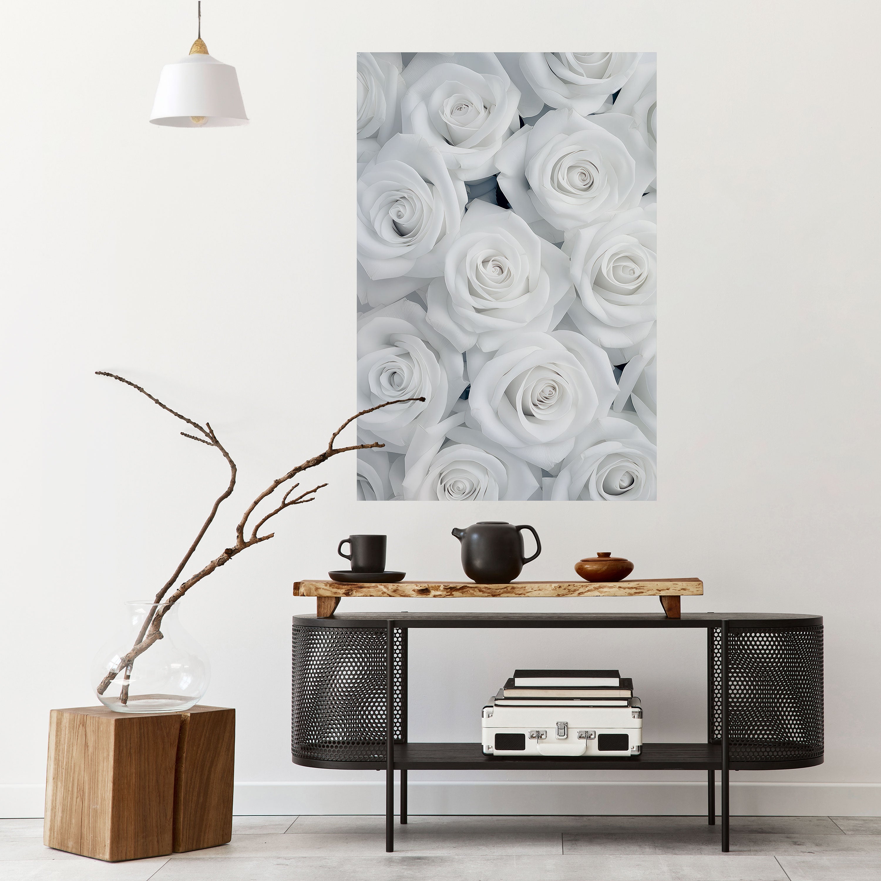 ELEGANCIA EN BLANCO Póster vertical autoadhesivo