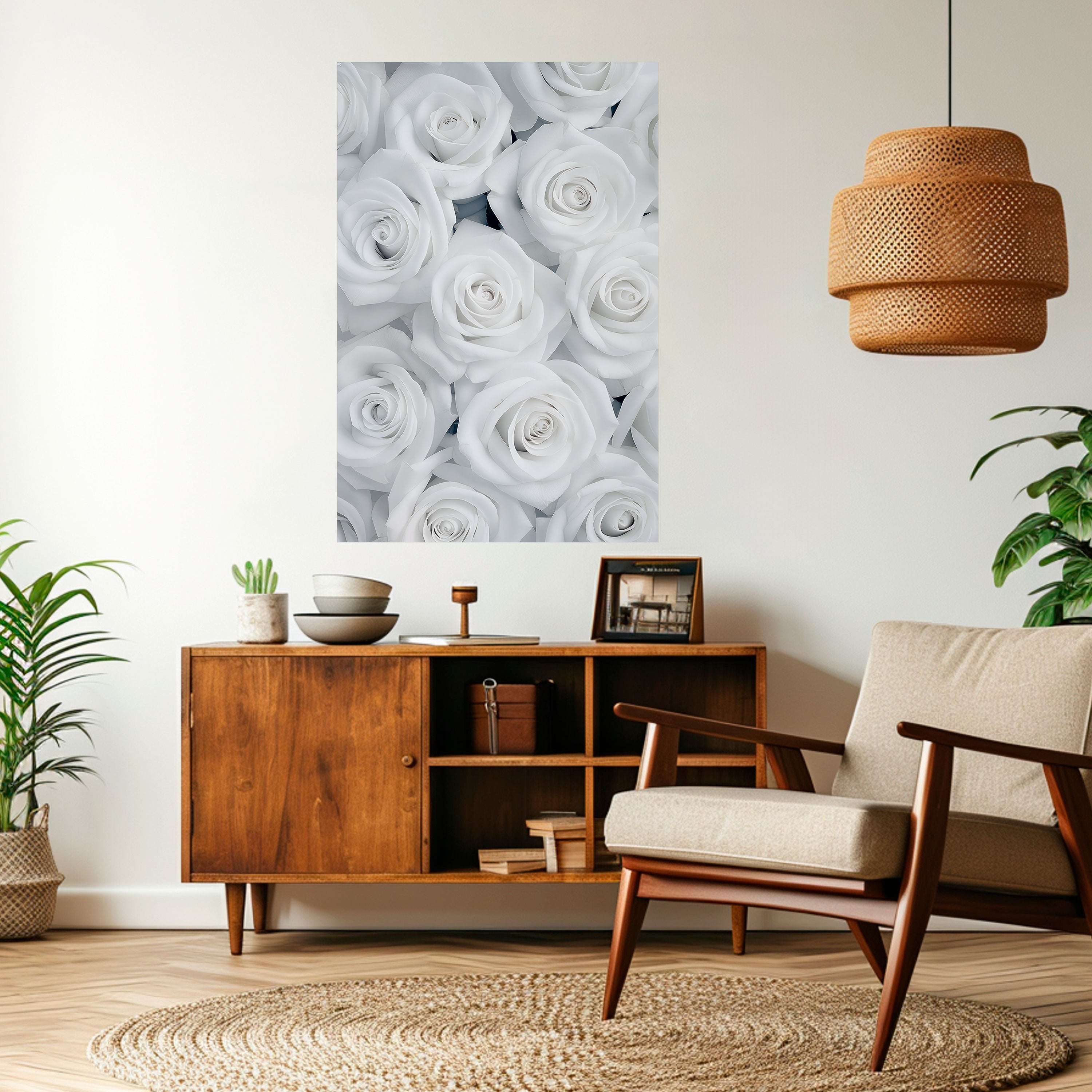 ELEGANCIA EN BLANCO Póster vertical autoadhesivo