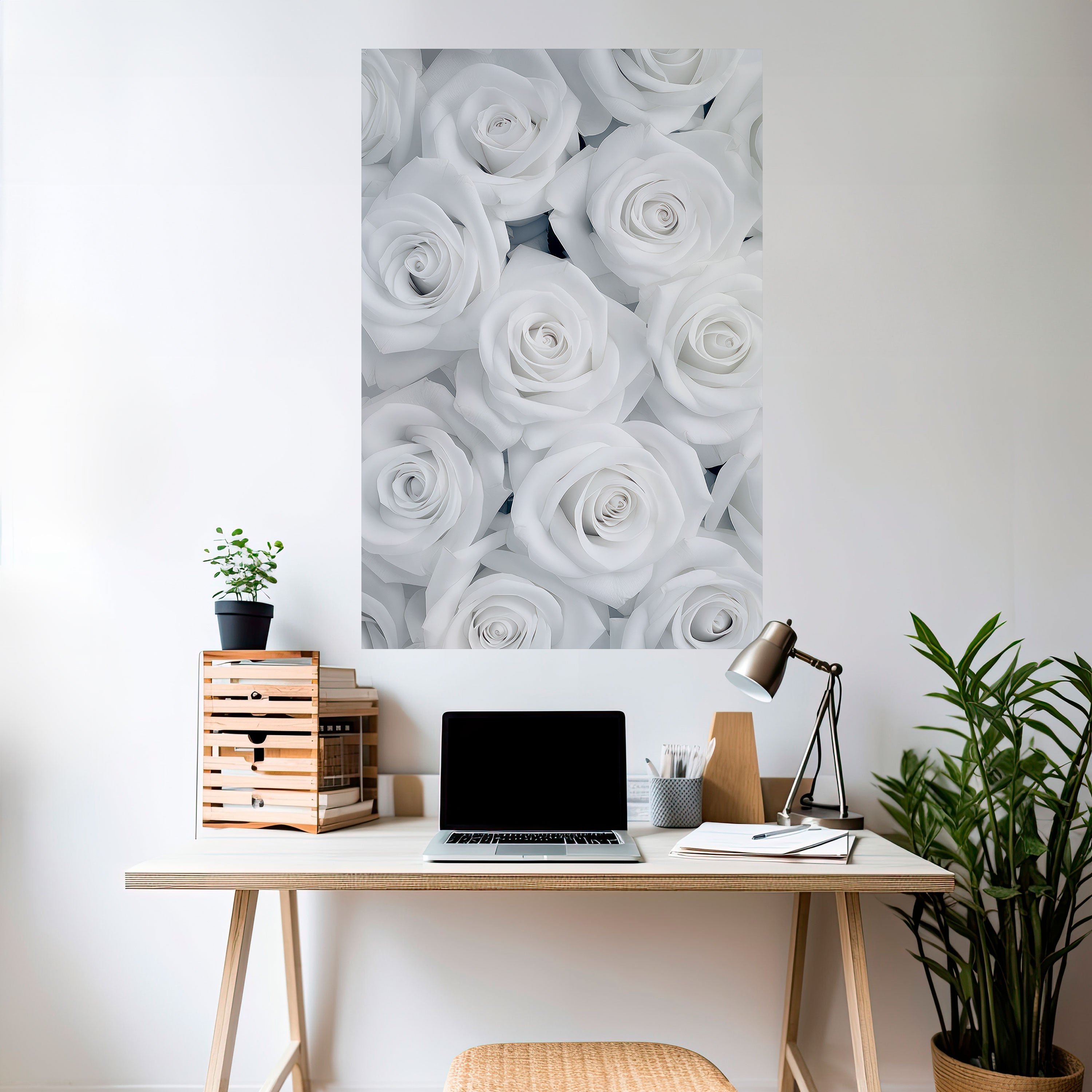 ELEGANCIA EN BLANCO Póster vertical autoadhesivo